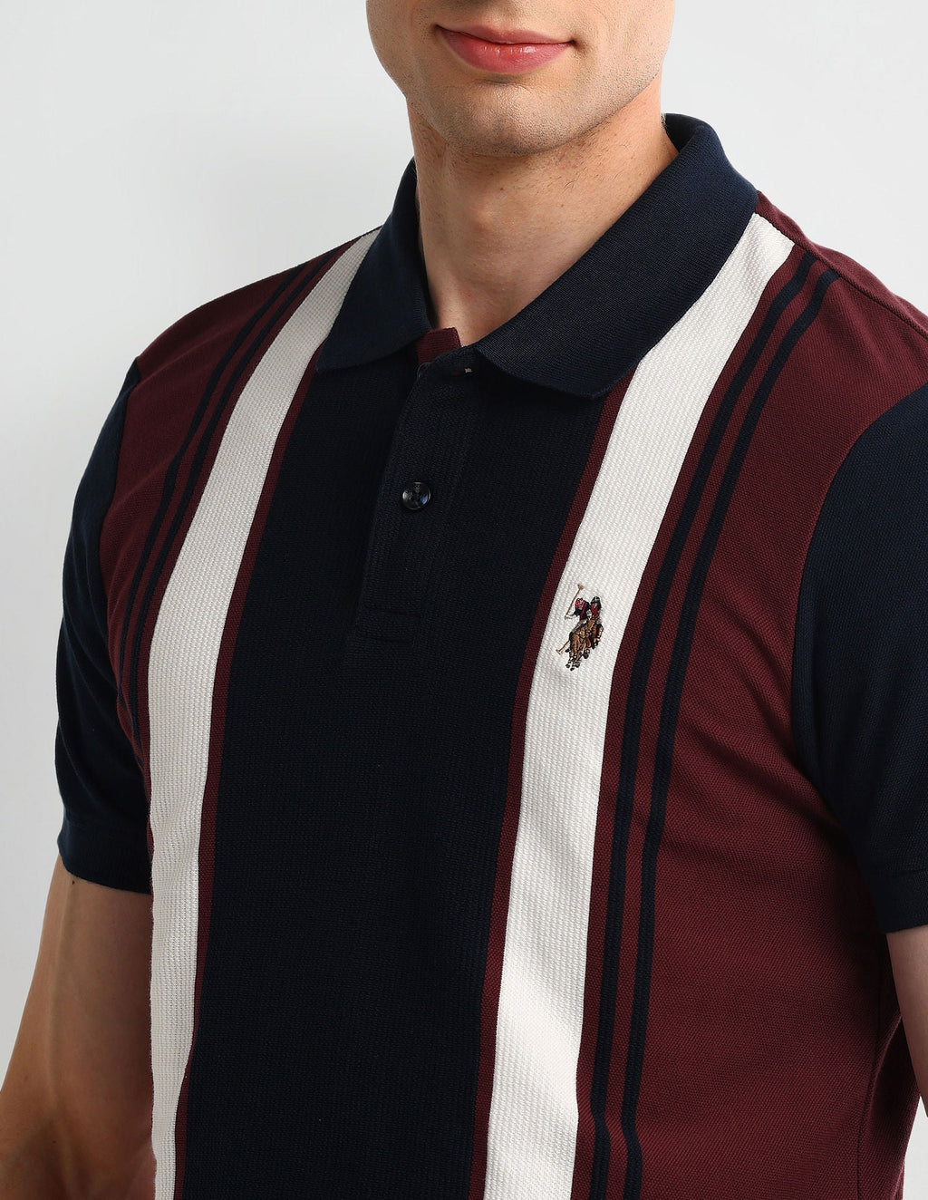 Muscle Fit Striped Polo Shirt