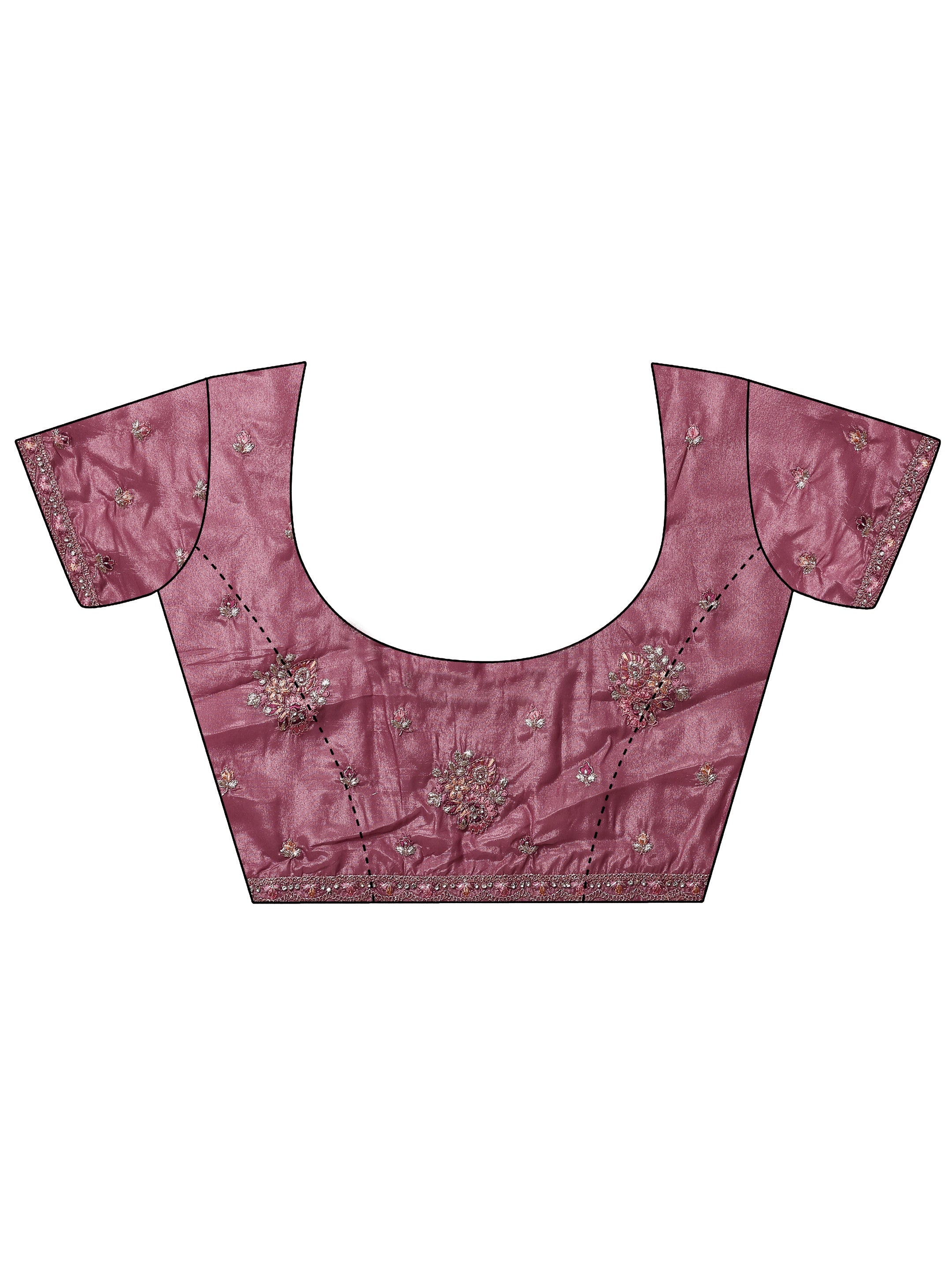 Pink Embroidered Crepe Saree With Unstitched Blouse Piece