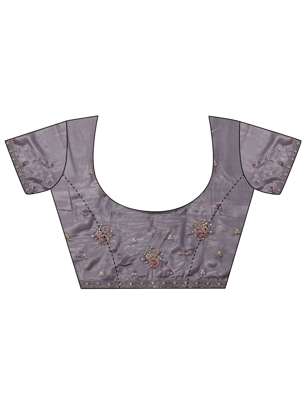 Lavender Embroidered Crepe Saree With Unstitched Blouse Piece