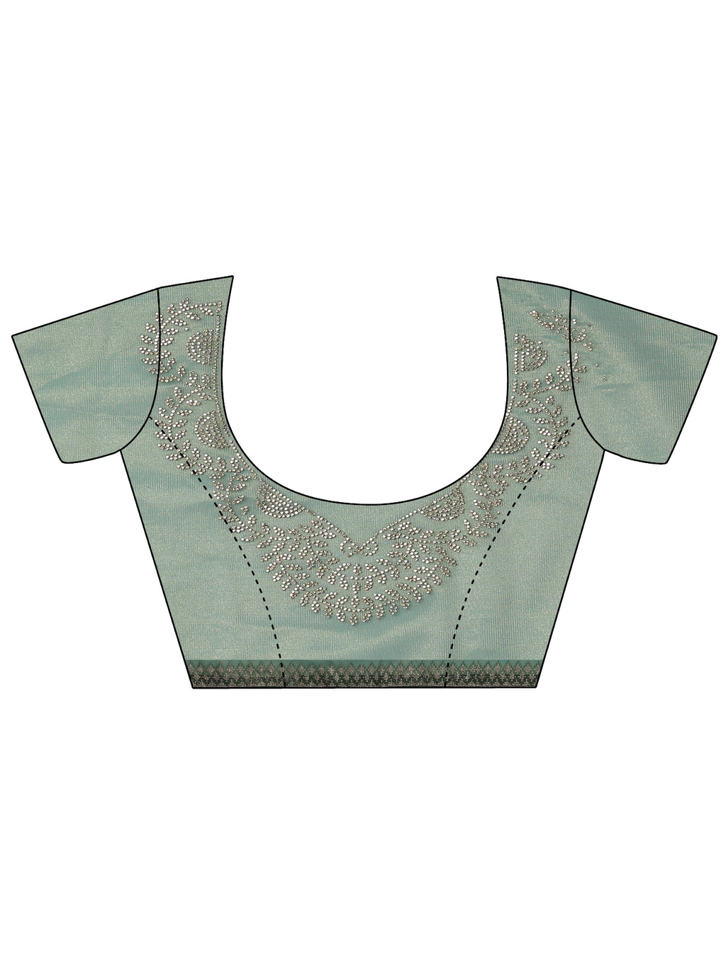 Green Embellished Nylon Saree With Unstitched Blouse Piece