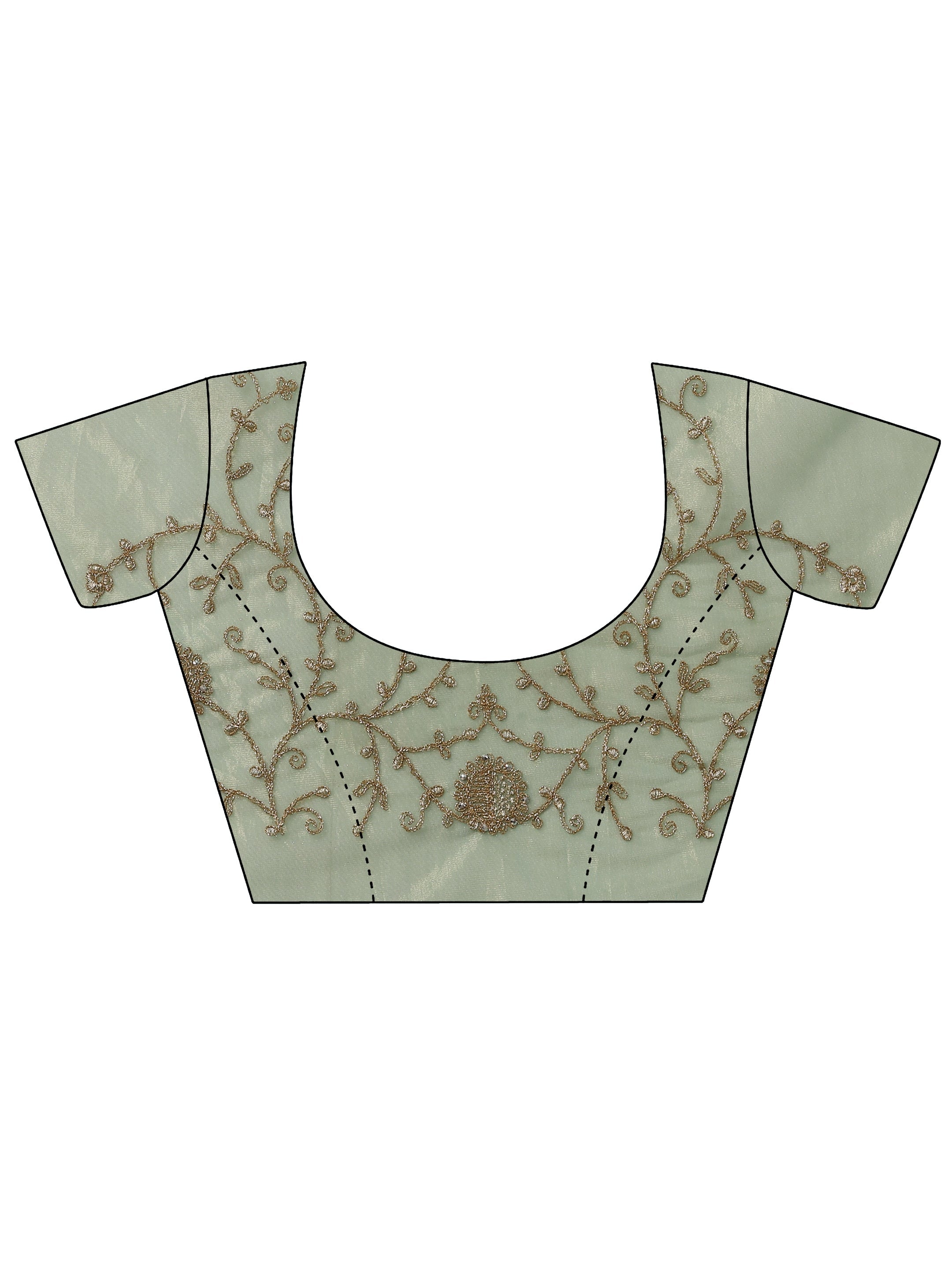 Blue Embroidered Banarasi Nylon Saree With Unstitched Blouse Piece