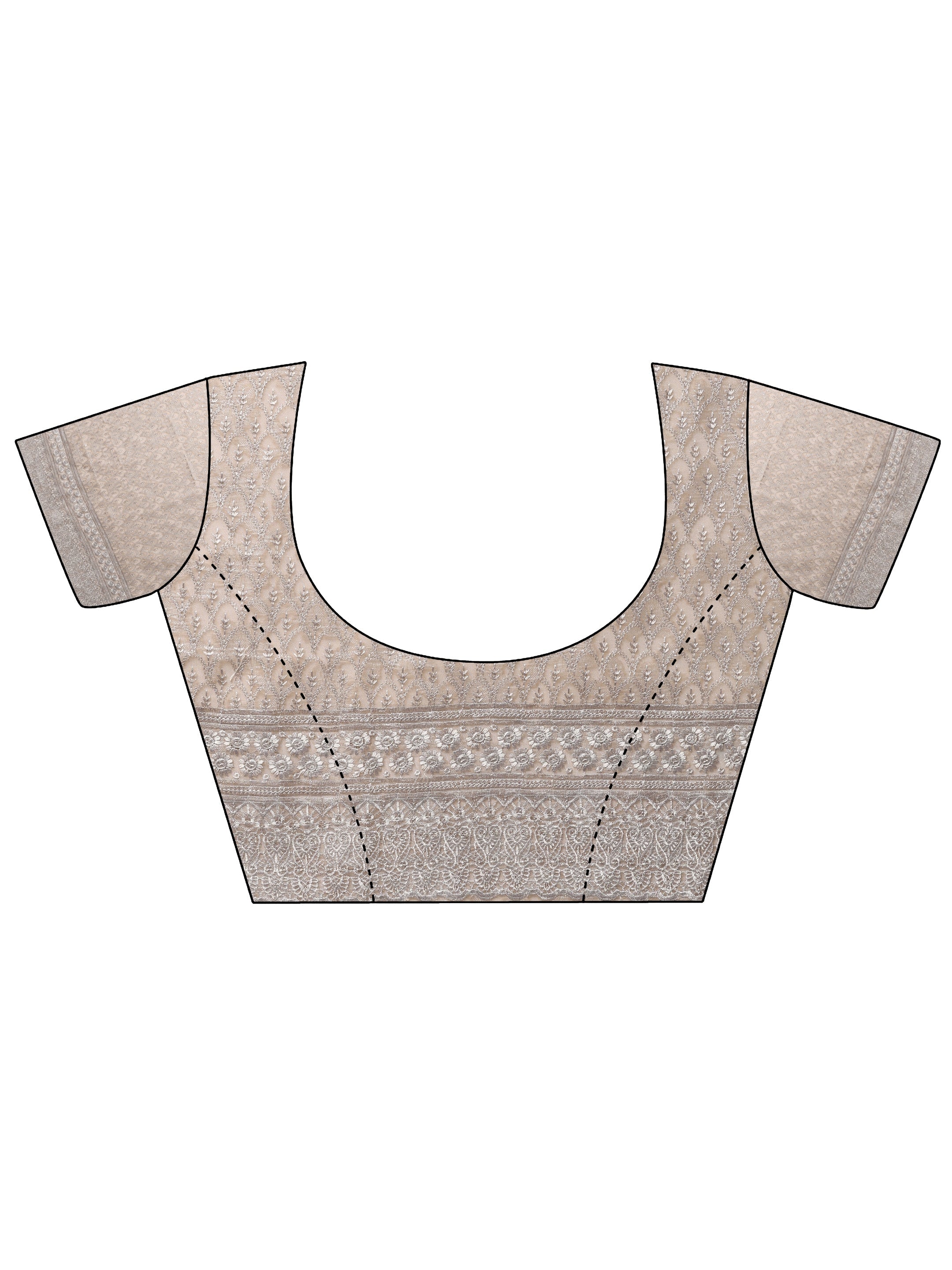 Beige Embellished Organza Sarees With Unstitched Blouse Piece