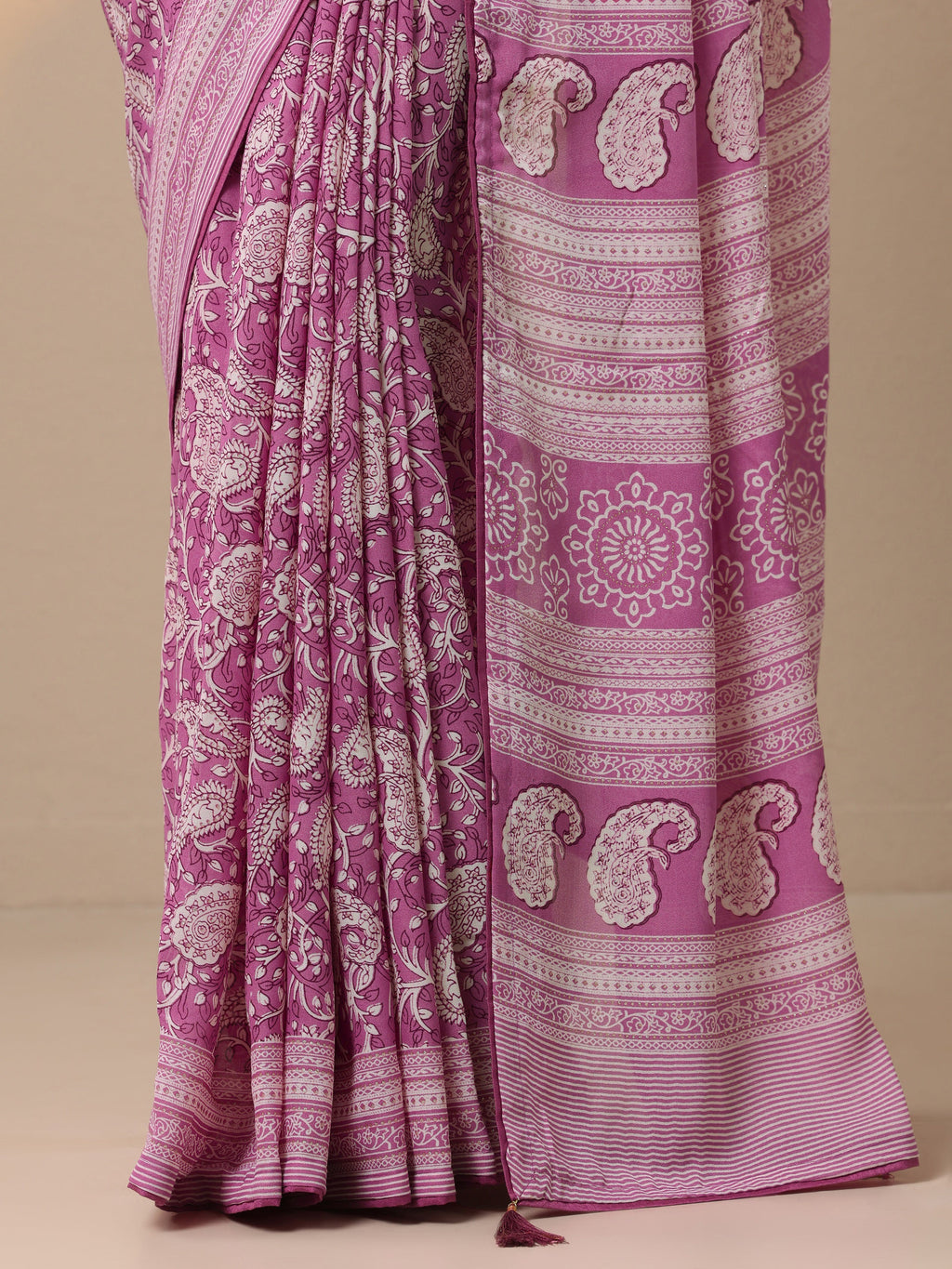 Pink Printed Georgette Saree With Unstitched Blouse Piece