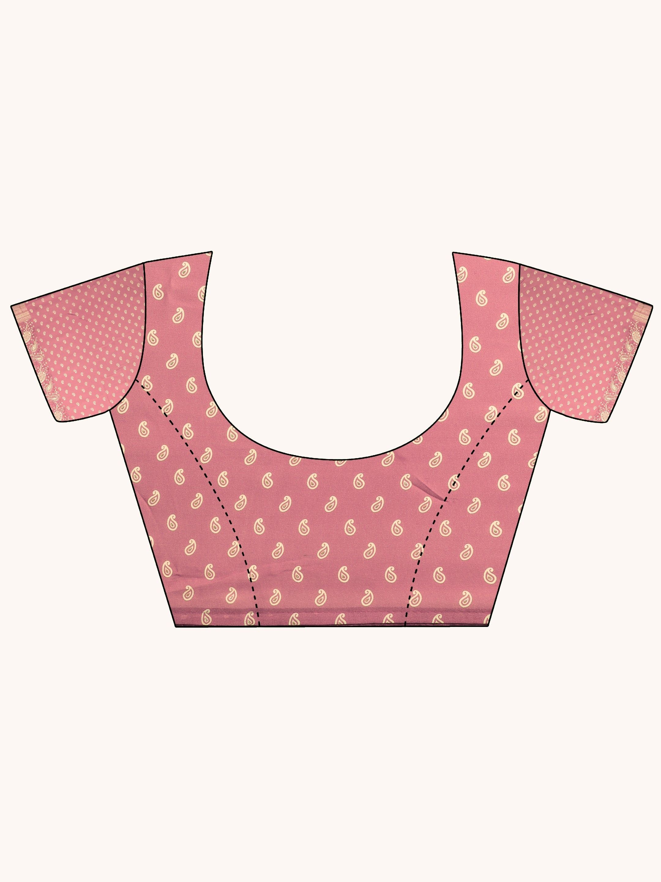 Peach Printed Georgette Saree With Unstitched Blouse Piece