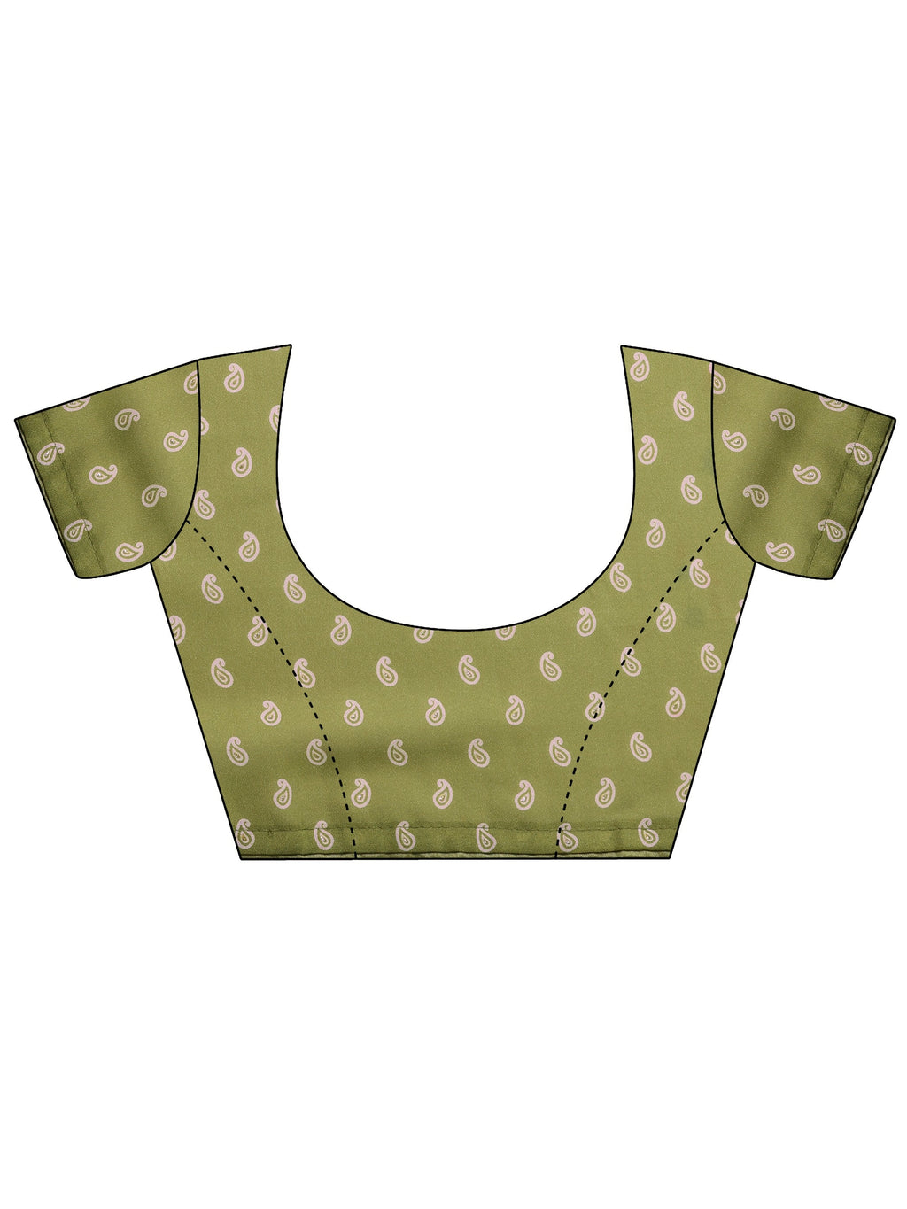 Green Printed Georgette Saree With Unstitched Blouse Piece