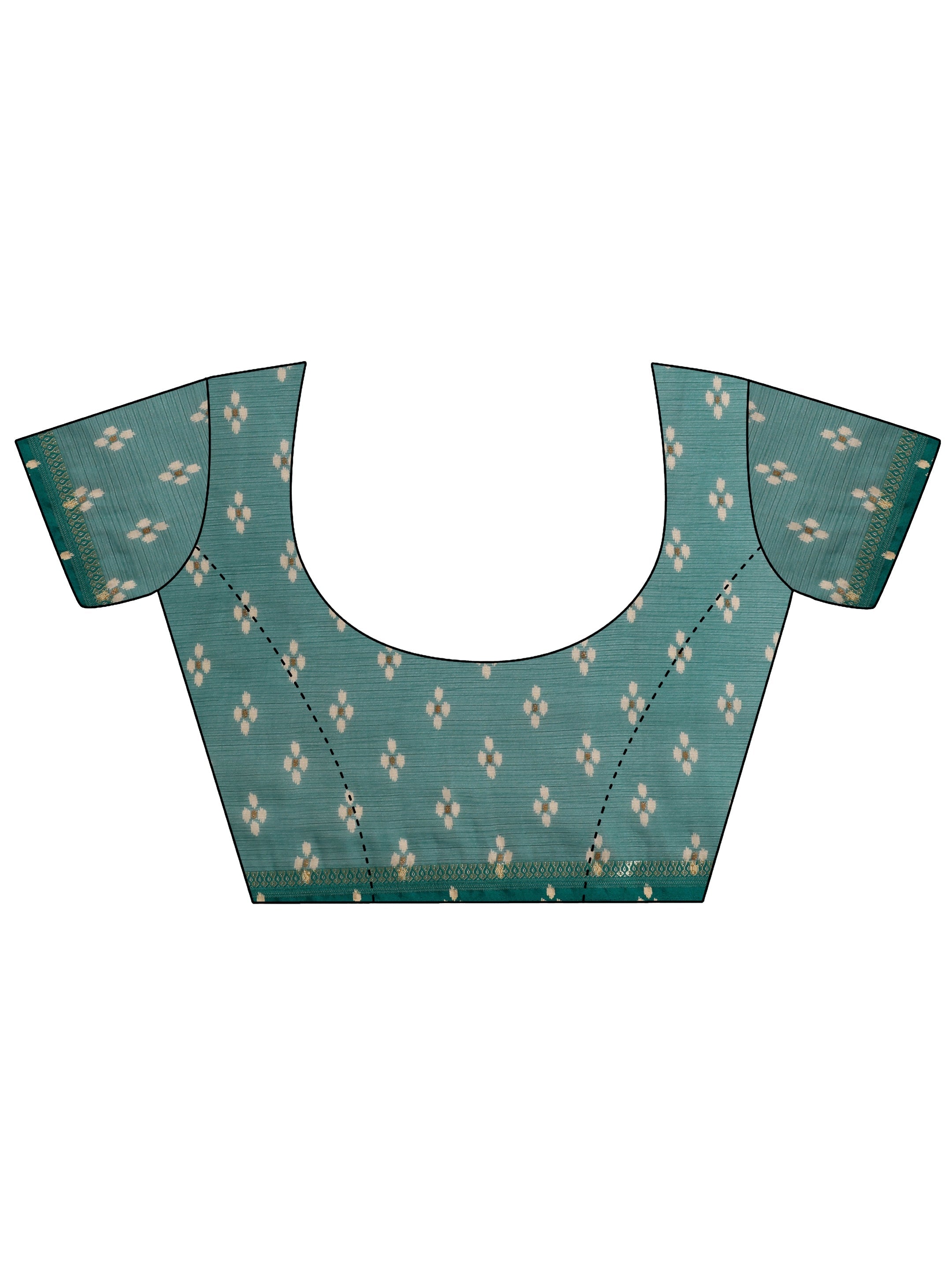 Green Printed Chiffon Saree With Unstitched Blouse Piece