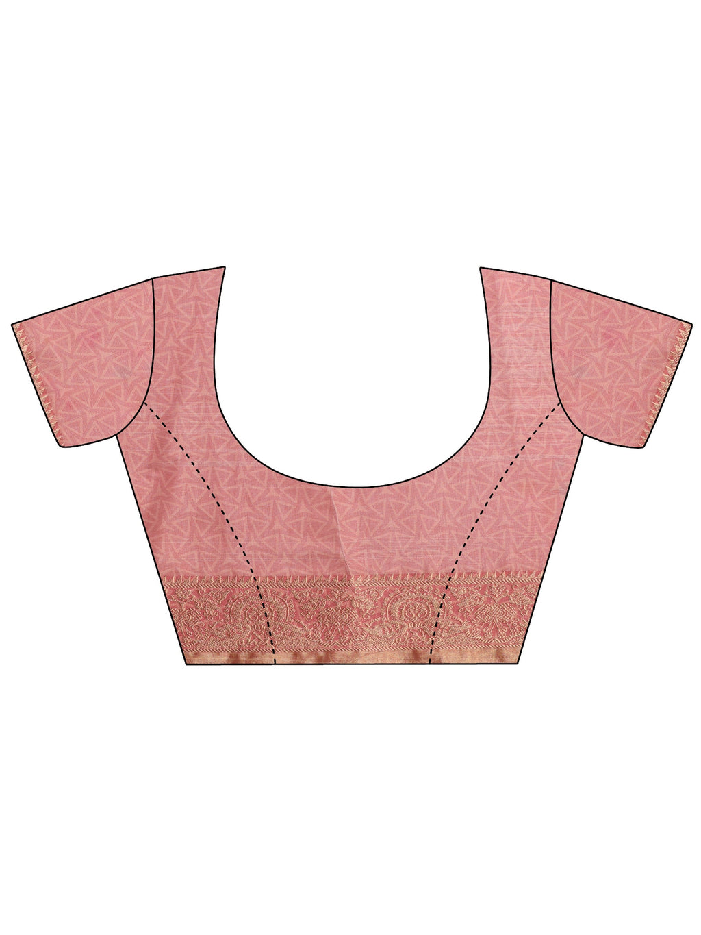 Peach Printed Silk Blend Sarees With Unstitched Blouse Piece