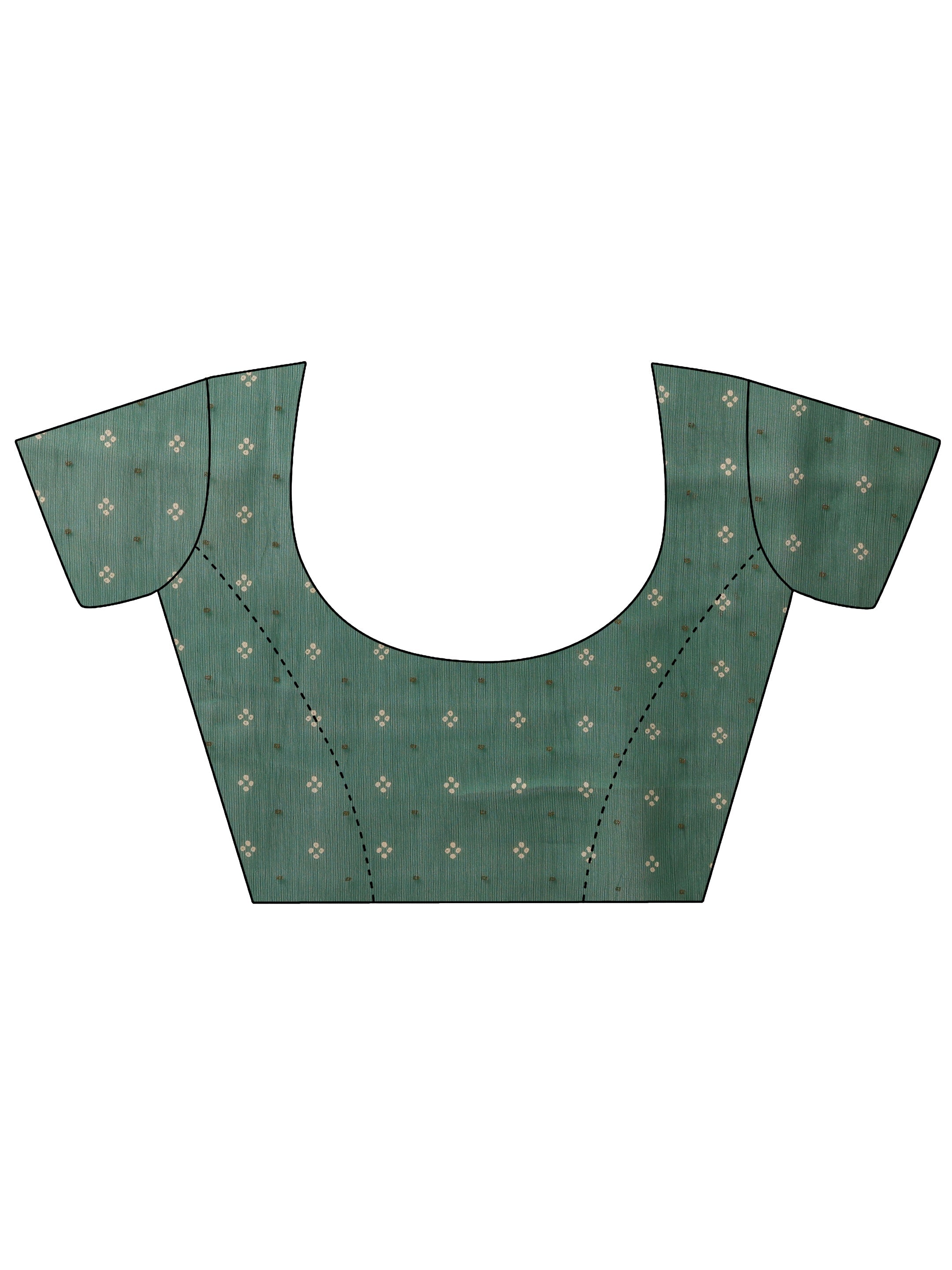 Green Bandhani Printed Chiffon Saree With Unstitched Blouse Piece