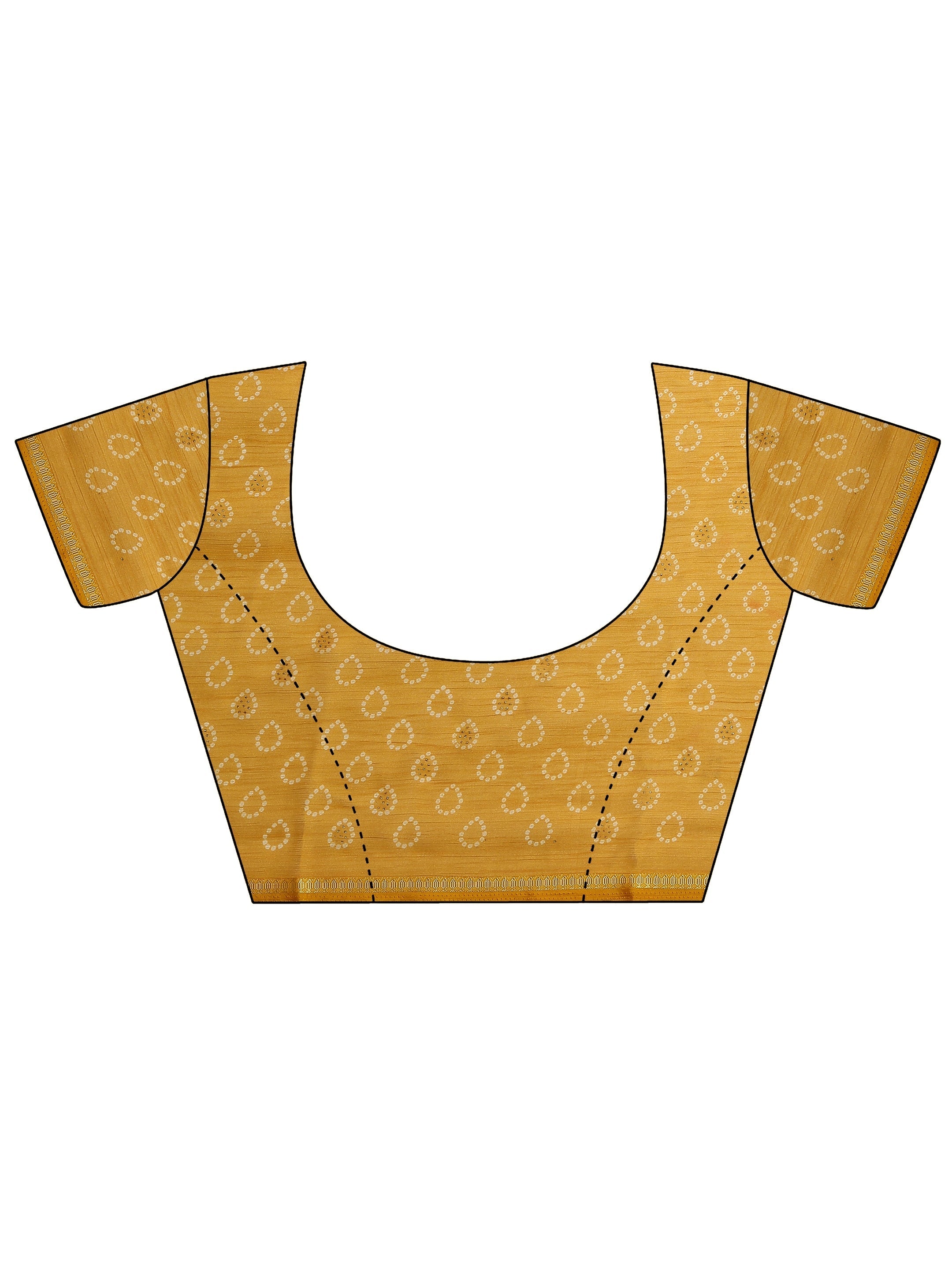 Mustard Bandhani Printed Chiffon Sarees With Unstitched Blouse Piece
