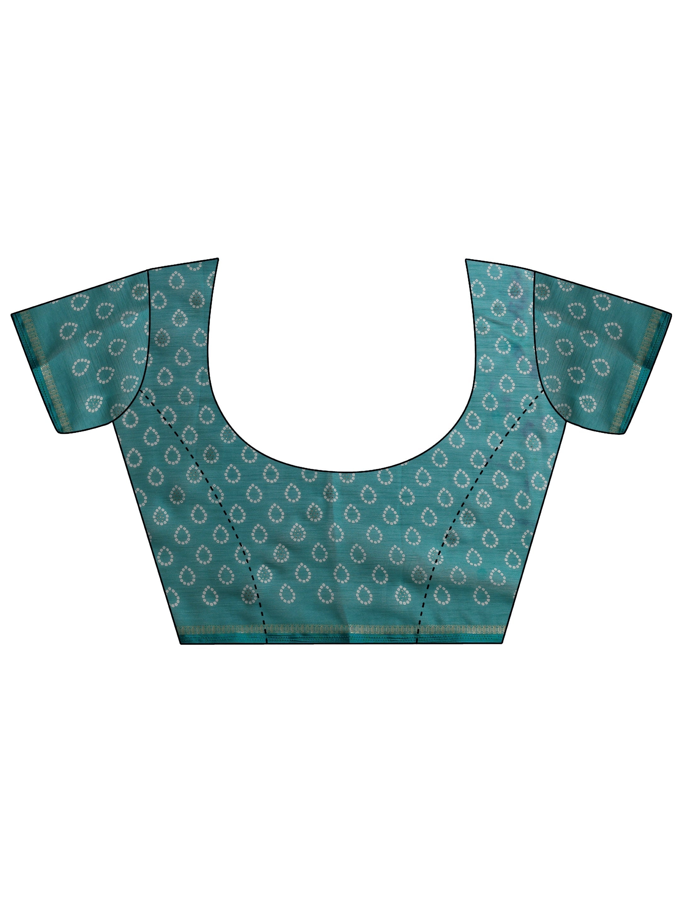 Blue Bandhani Printed Chiffon Sarees With Unstitched Blouse Piece