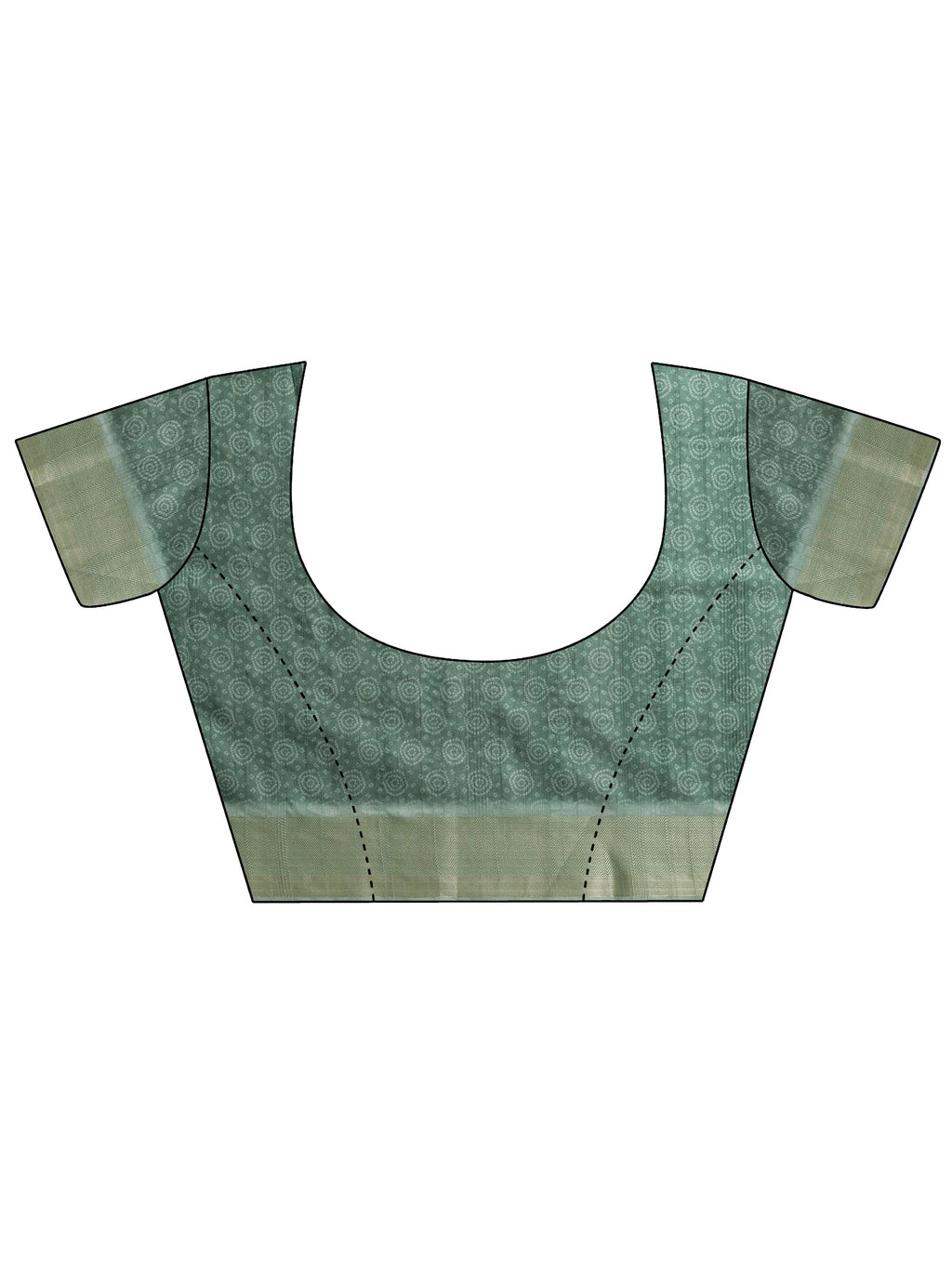 Green Printed Silk Blend Sarees With Unstitched Blouse Piece