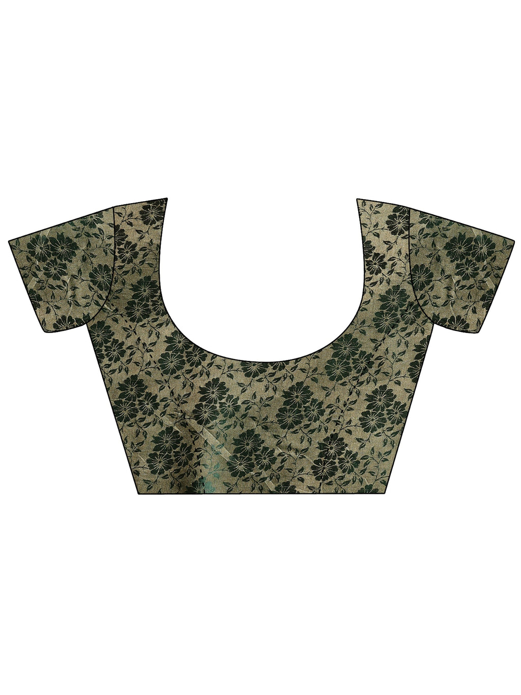 Green Printed Chiffon Saree With Unstitched Blouse Piece