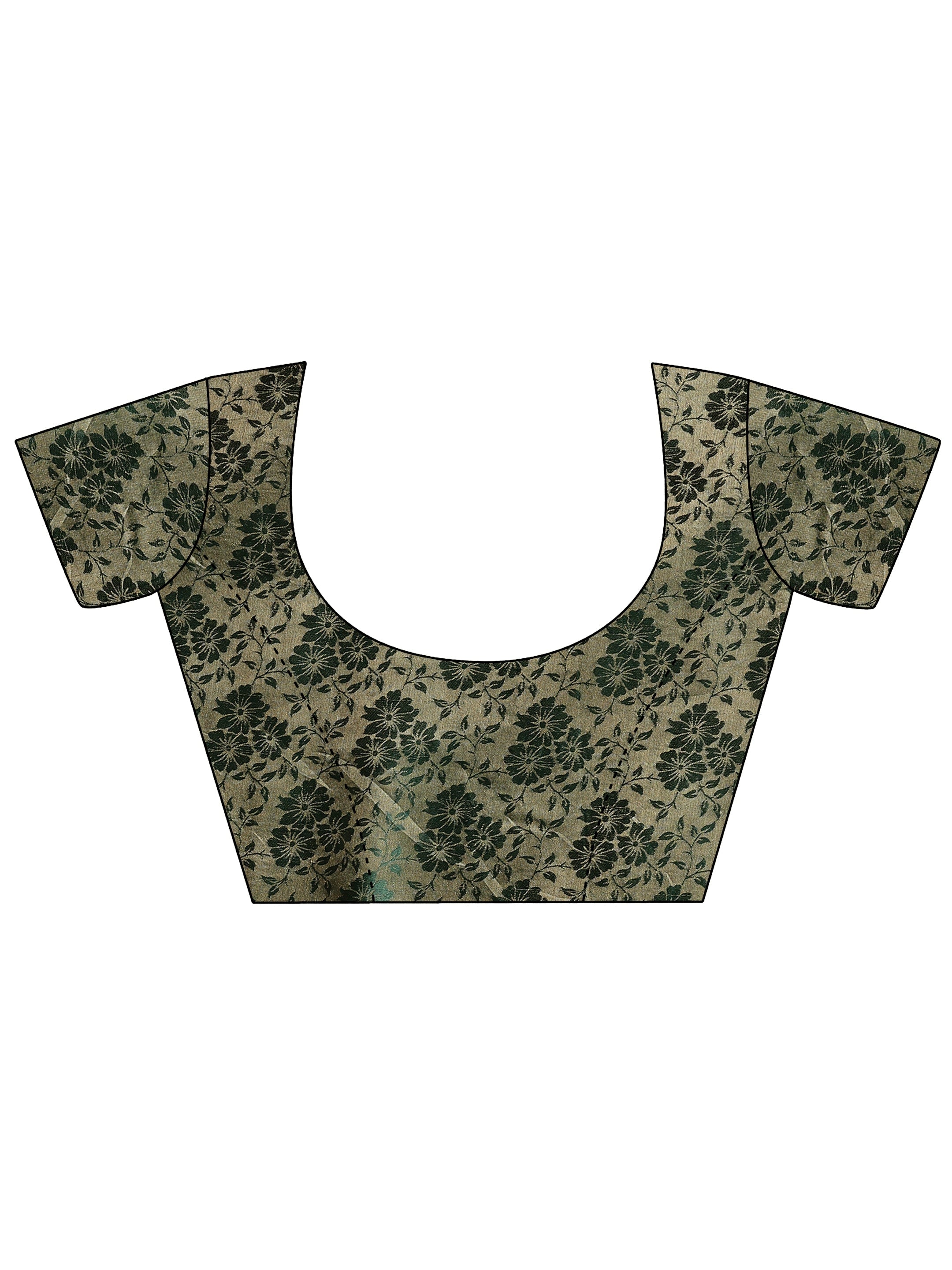 Green Printed Chiffon Saree With Unstitched Blouse Piece