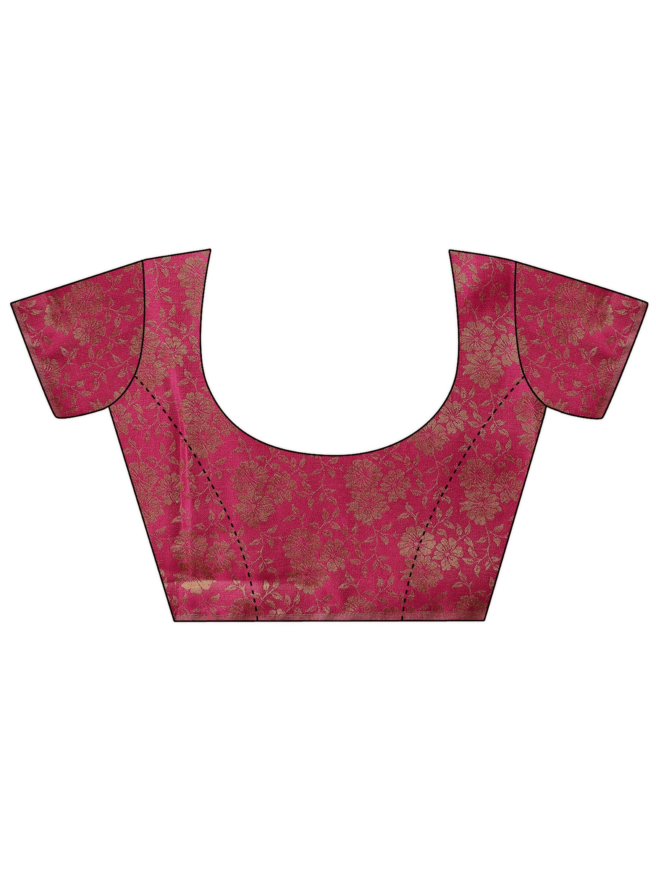 Pink Printed Chiffon Saree With Unstitched Blouse Piece