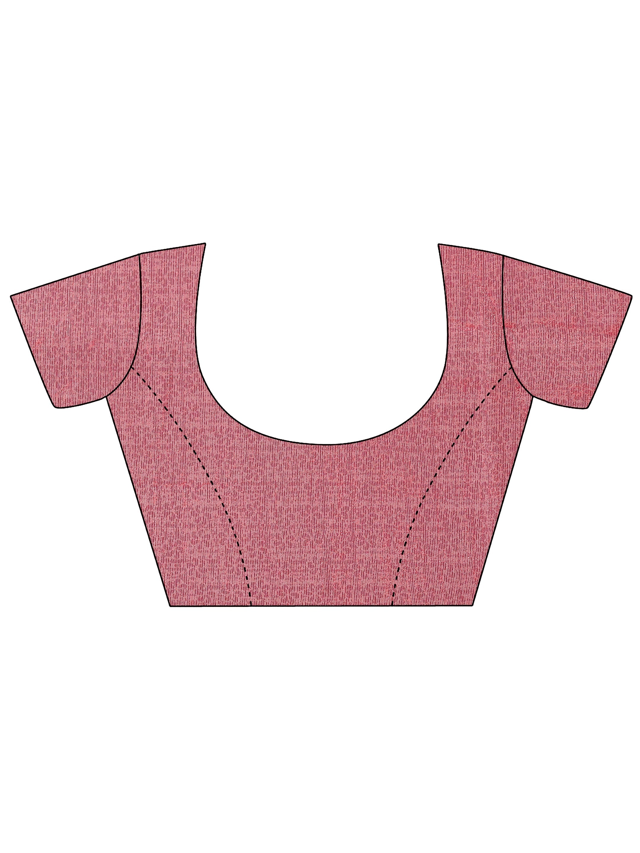 Pink Printed Silk Blend Sarees With Unstitched Blouse Piece