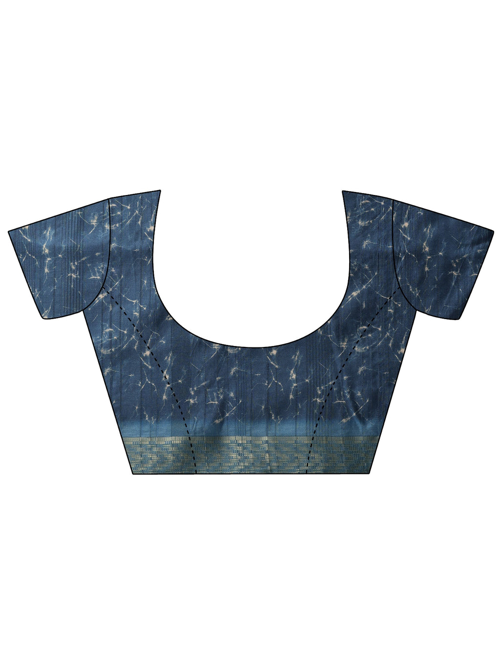 Blue Printed Silk blend Saree With Unstitched Blouse Piece