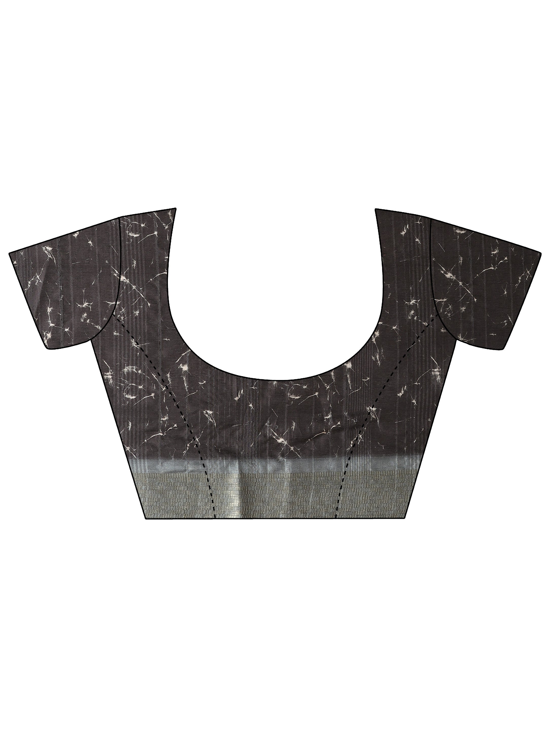 Grey Printed Silk Blend Sarees With Unstitched Blouse Piece