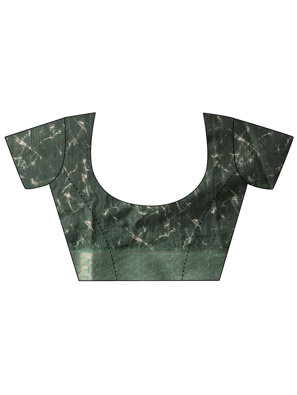 Green Printed Silk Blend Sarees With Unstitched Blouse Piece