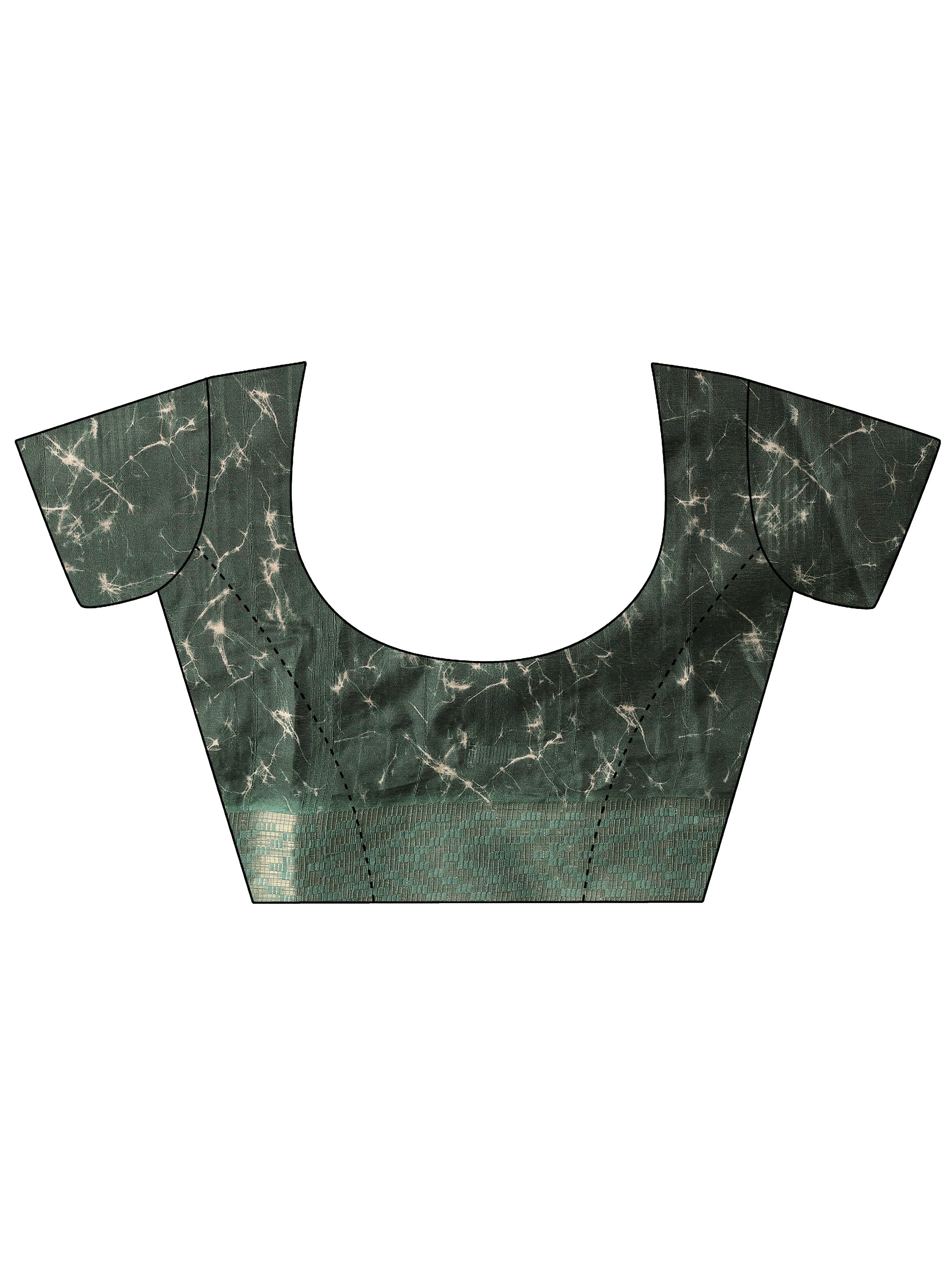 Green Printed Silk Blend Sarees With Unstitched Blouse Piece