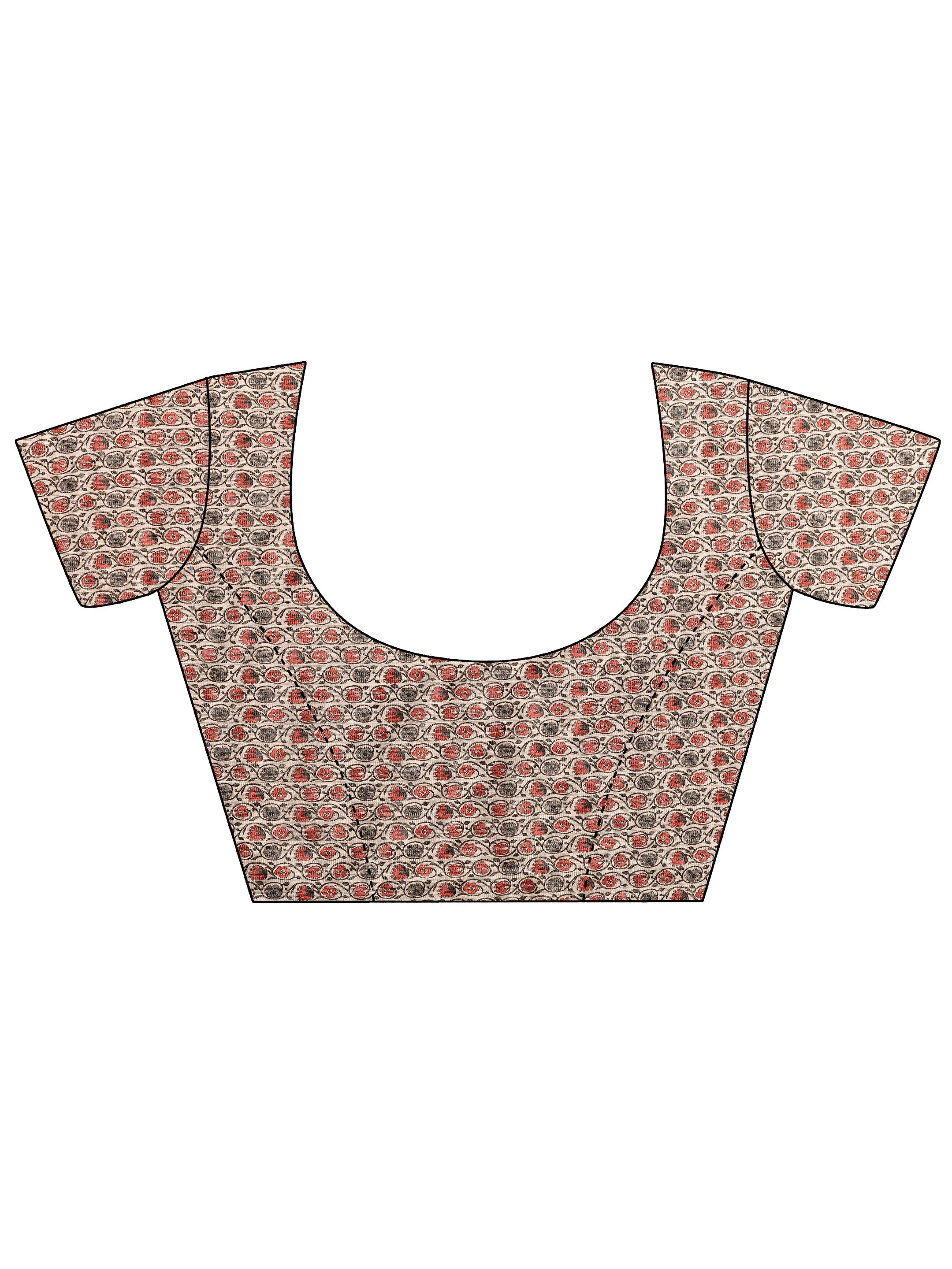 Grey Printed Silk Blend Sarees With Unstitched Blouse Piece