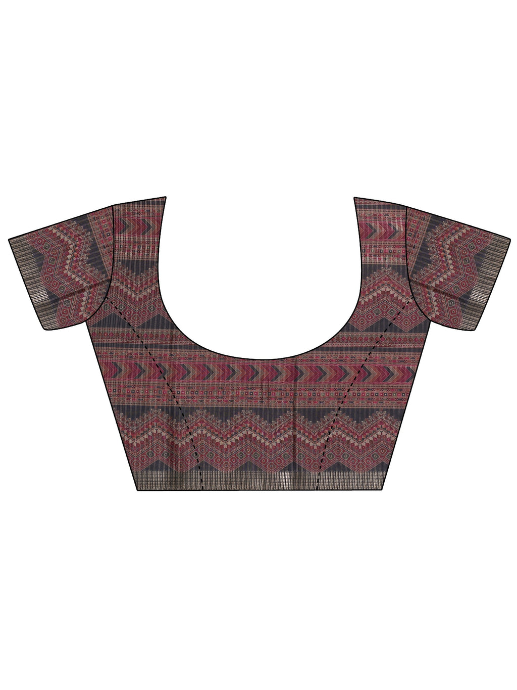 Black Printed Silk Blend Sarees With Unstitched Blouse Piece