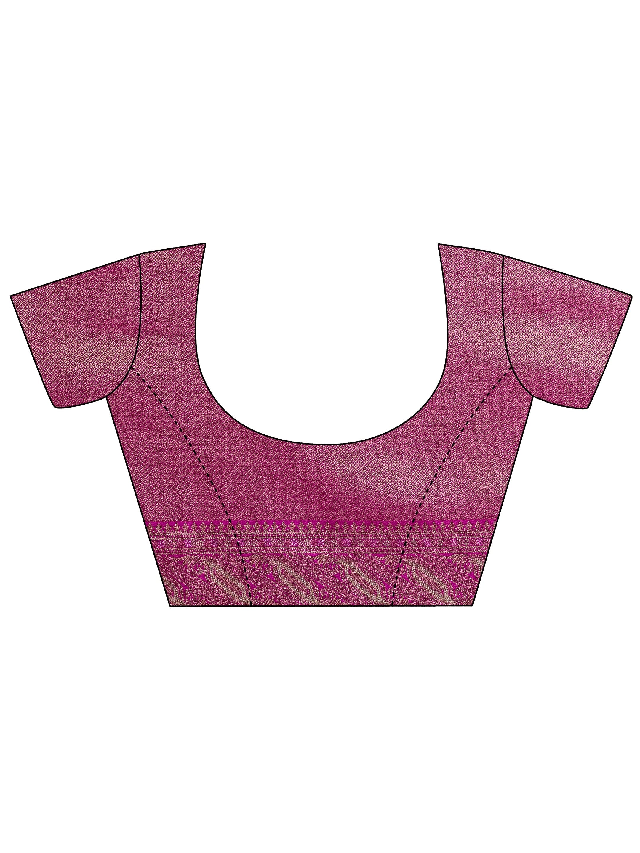 Pink Woven Design Silk Blend Saree With Unstitched Blouse Piece