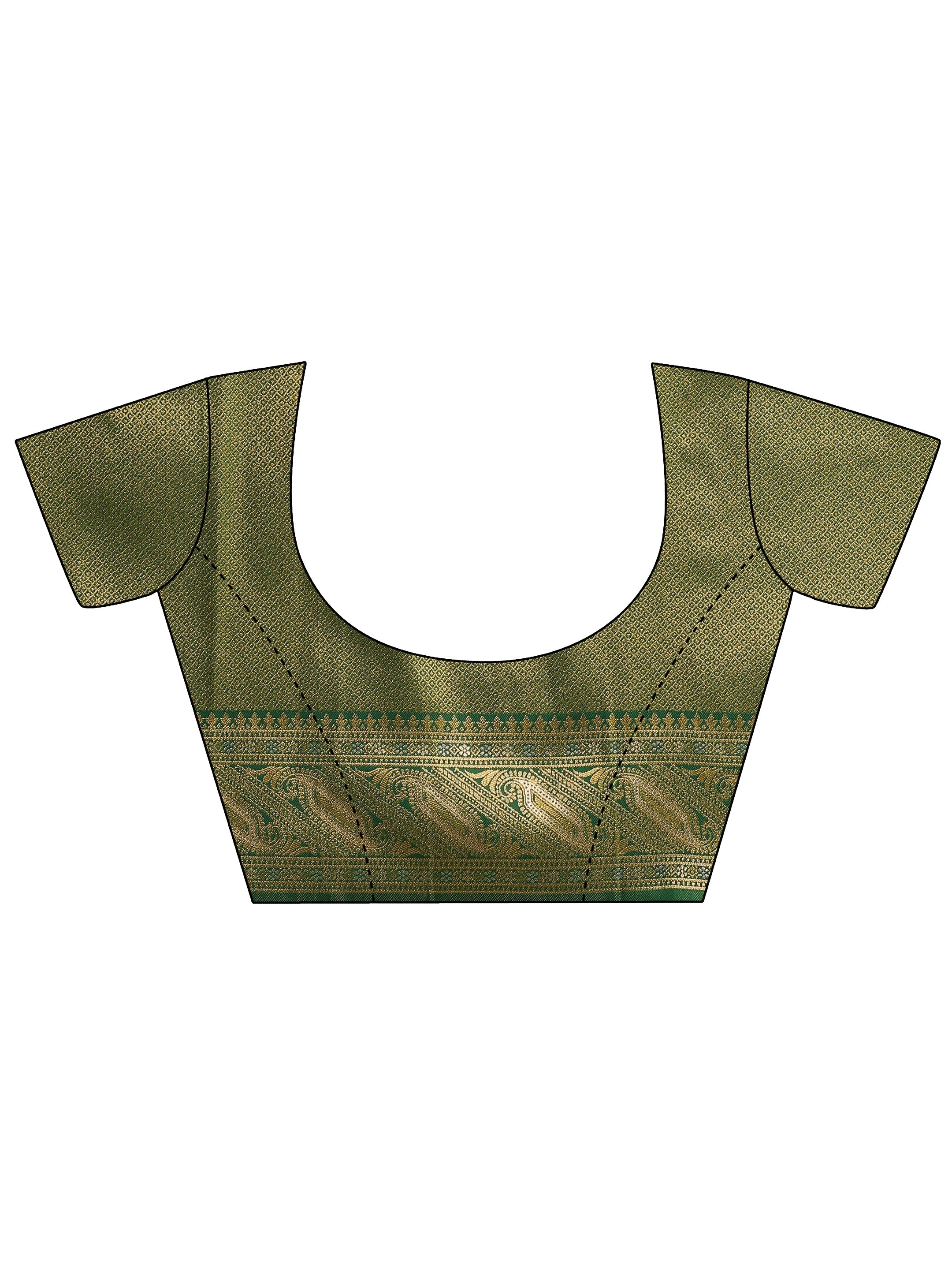 Green Woven Design Silk Blend Saree With Unstitched Blouse Piece