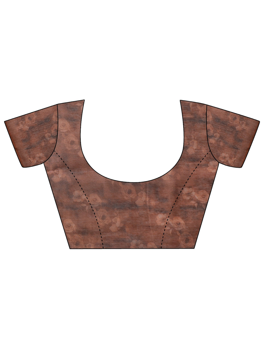 Beige Printed Silk Blend Saree With Unstitched Blouse Piece