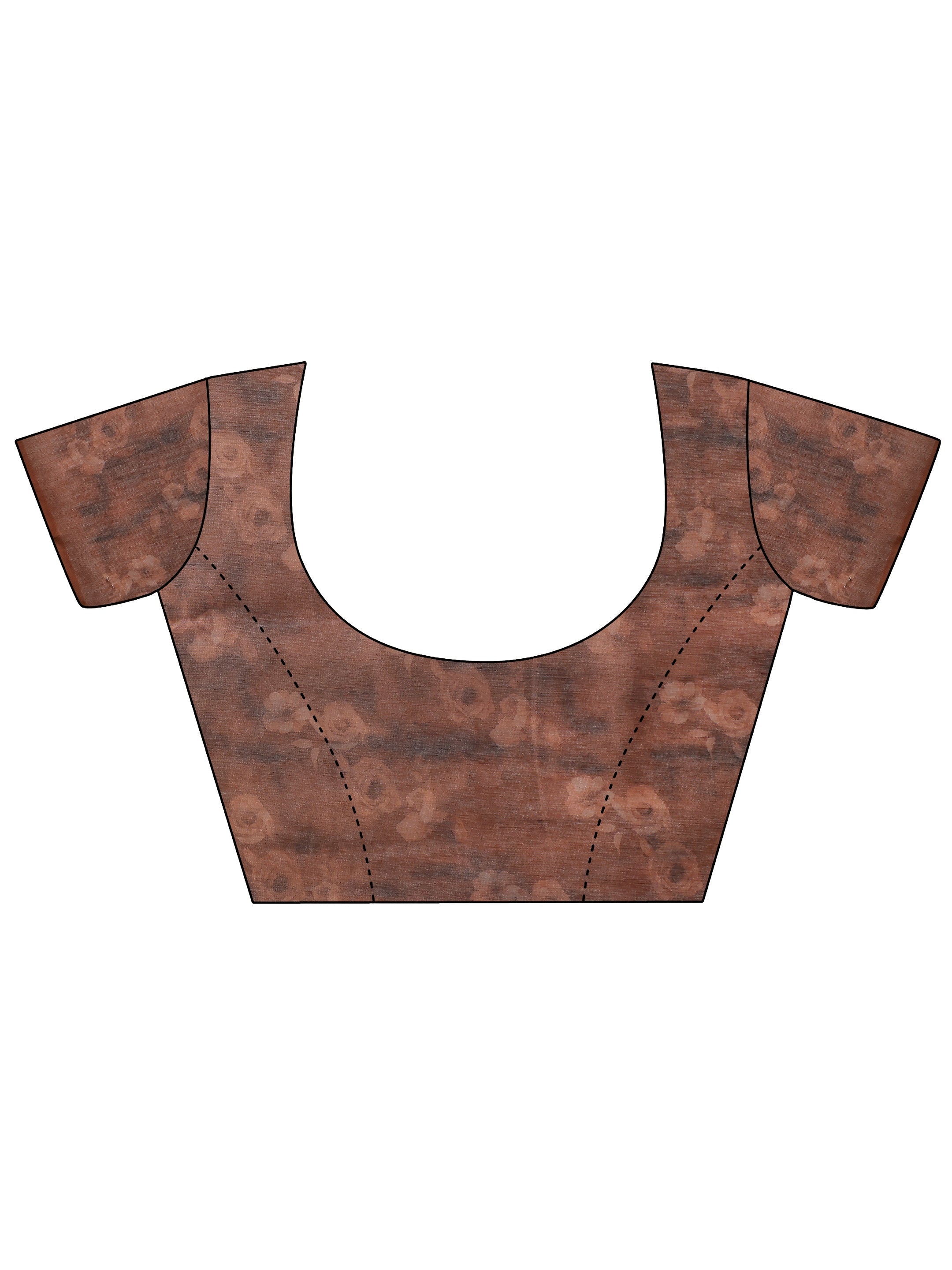 Beige Printed Silk Blend Saree With Unstitched Blouse Piece