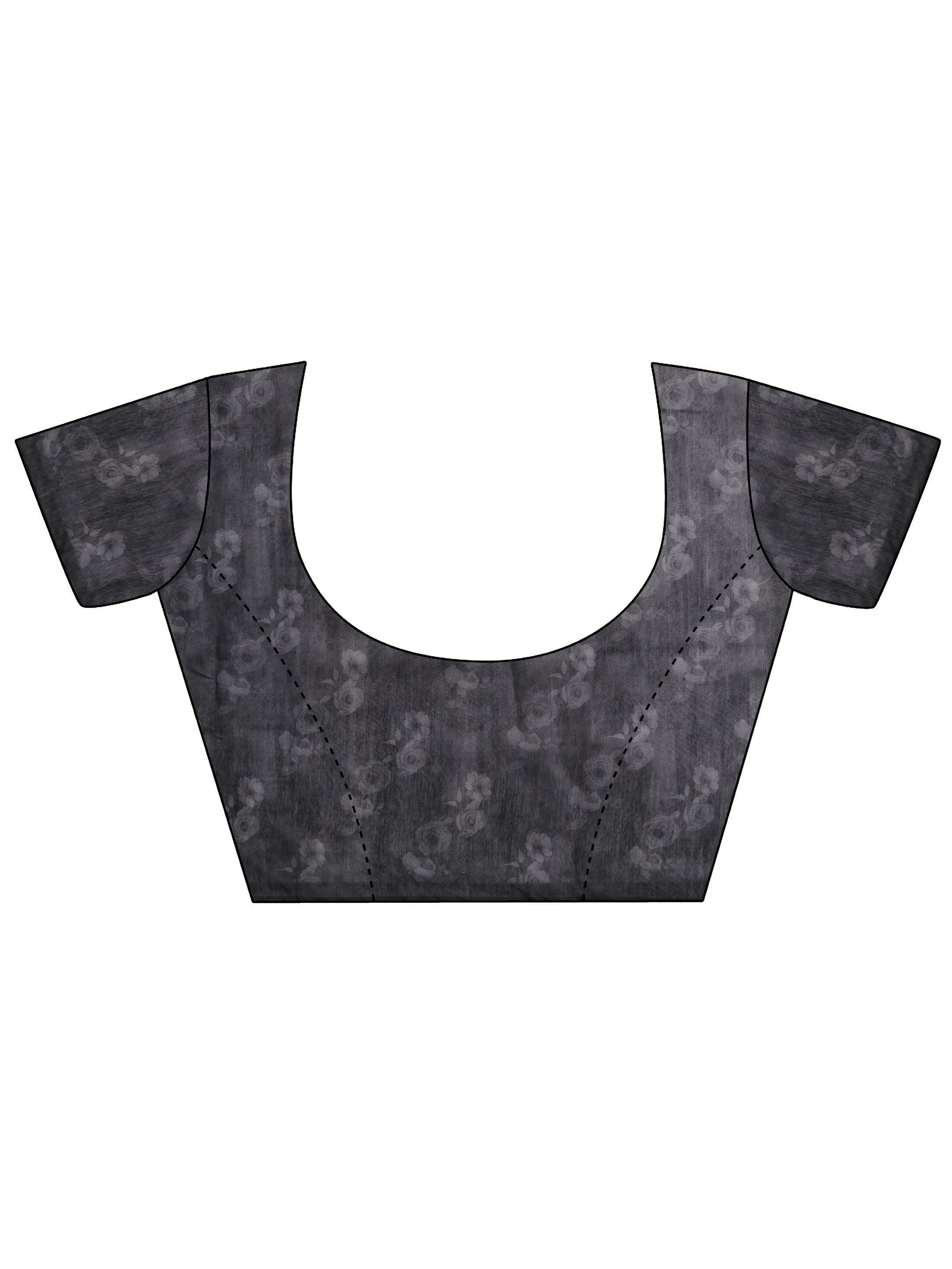 Grey Printed Silk Blend Saree With Unstitched Blouse Piece