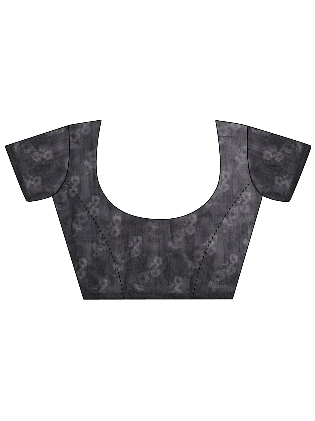 Grey Printed Silk Blend Saree With Unstitched Blouse Piece