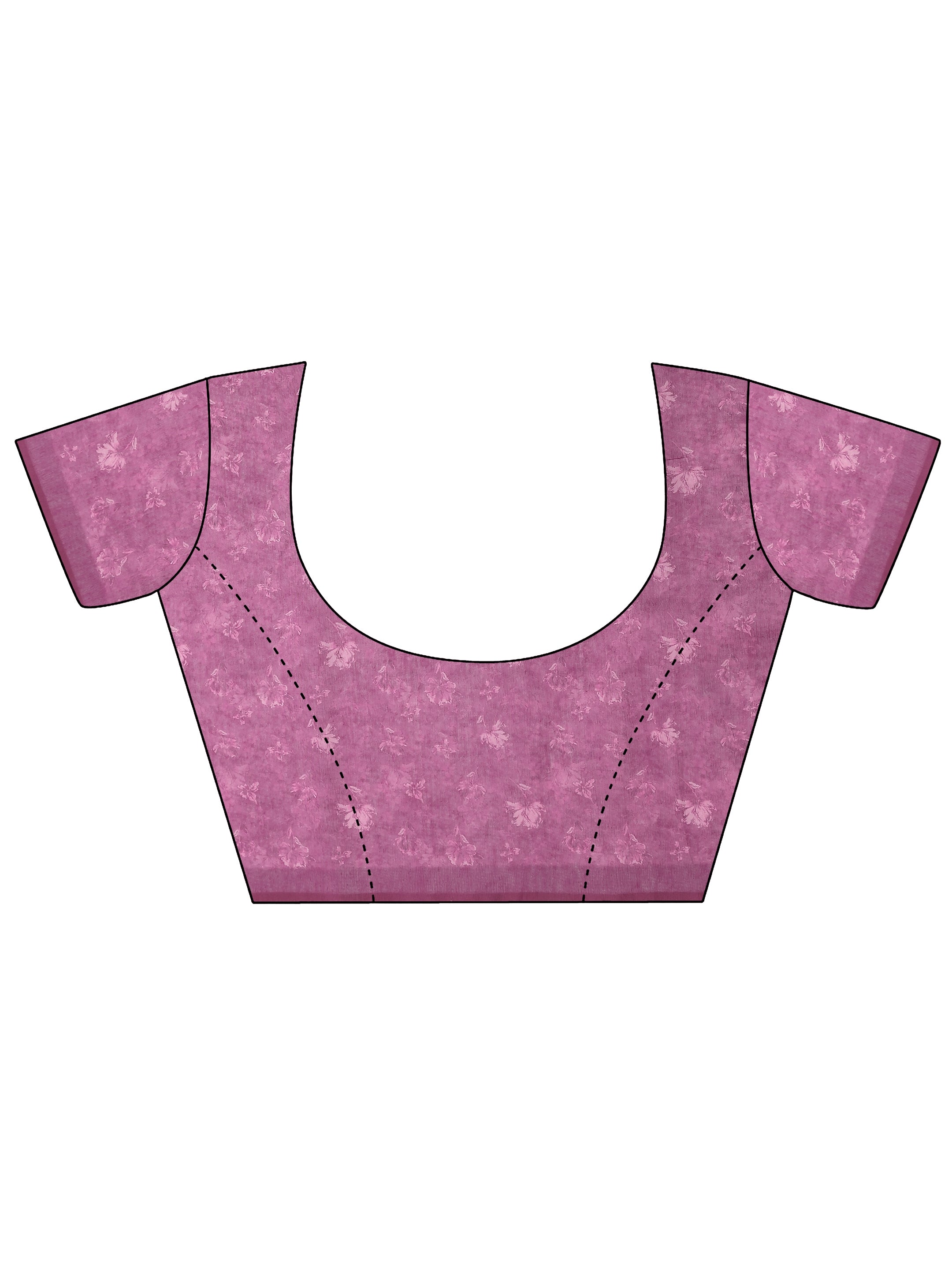 Pink Printed Silk Blend Saree With Unstitched Blouse Piece