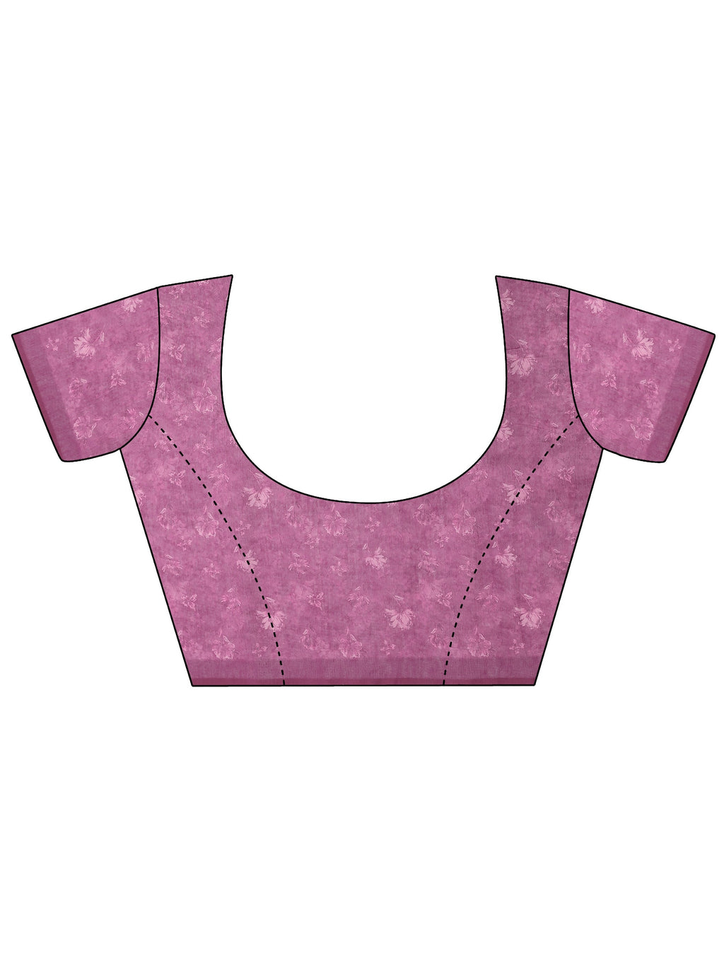 Pink Printed Silk Blend Saree With Unstitched Blouse Piece