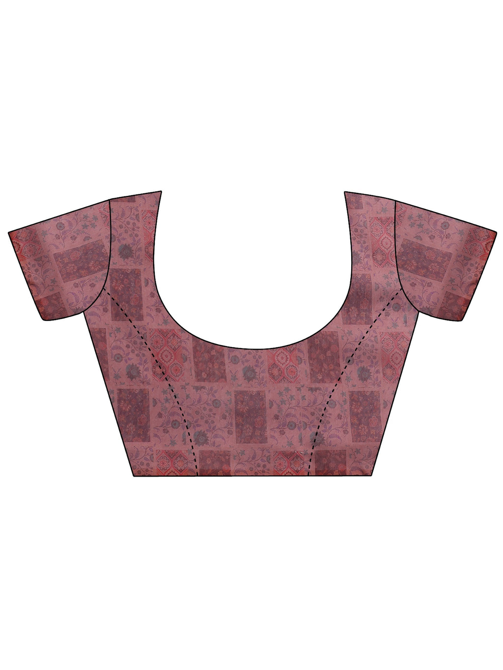 Pink Printed Silk Blend Saree With Unstitched Blouse Piece