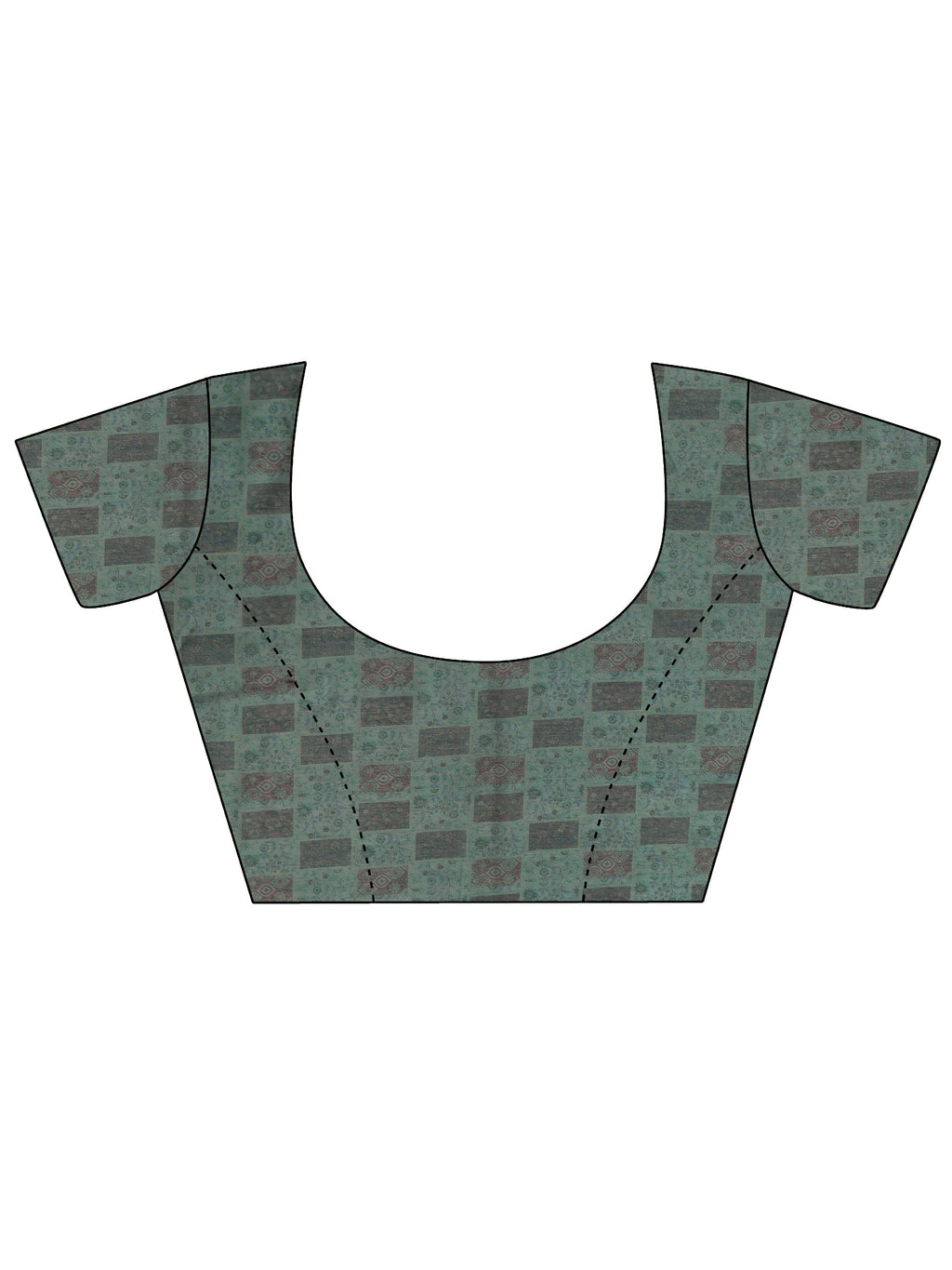 Blue Printed Silk Blend Saree With Unstitched Blouse Piece