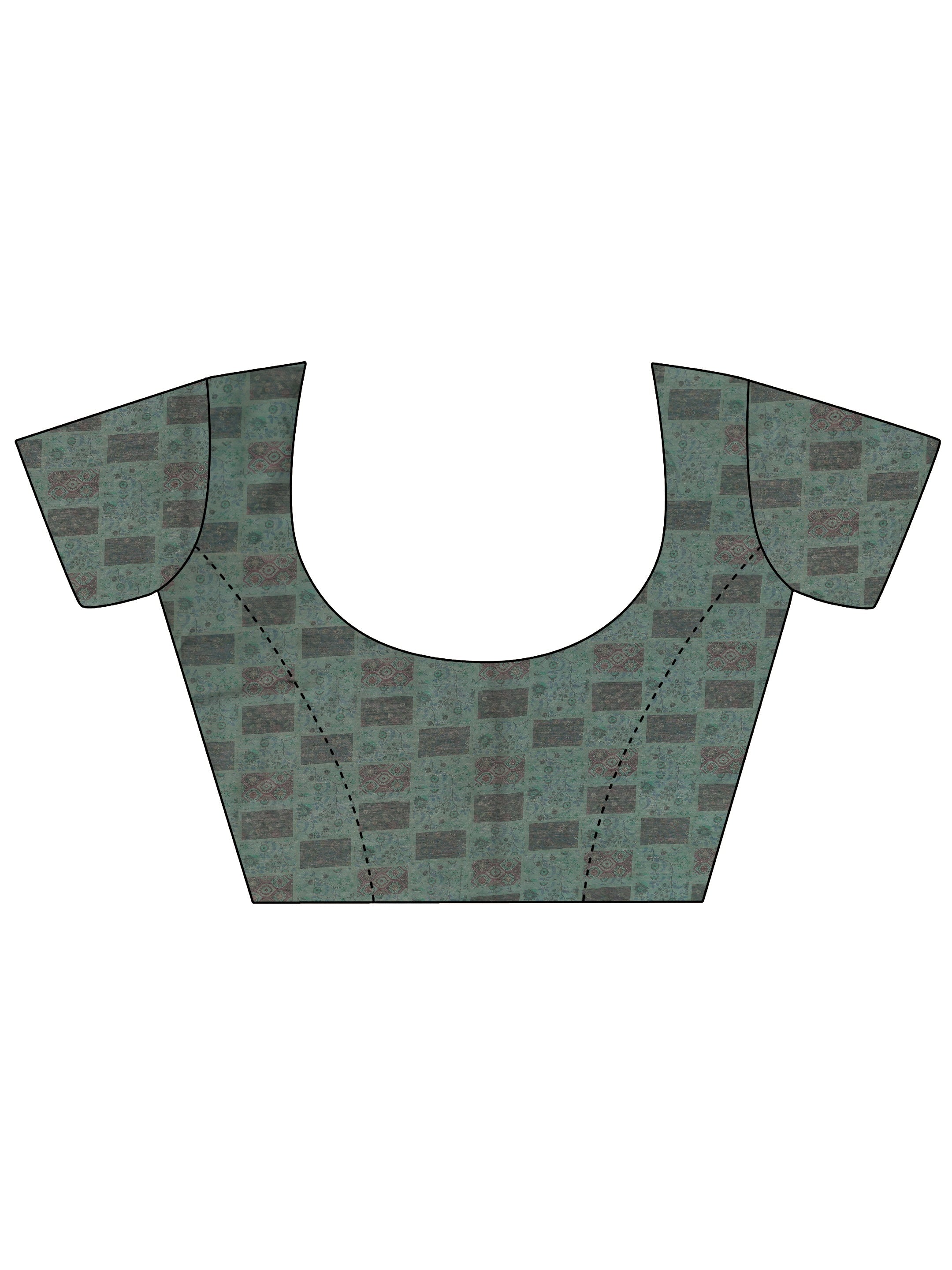 Blue Printed Silk Blend Saree With Unstitched Blouse Piece