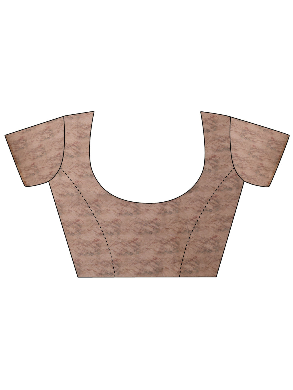 Brown Printed Silk Blend Saree With Unstitched Blouse Piece