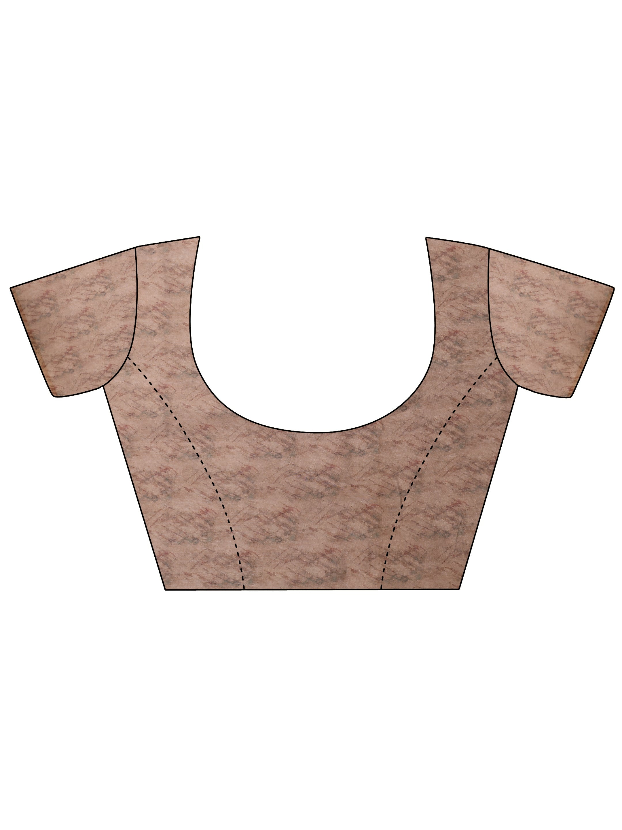 Brown Printed Silk Blend Saree With Unstitched Blouse Piece