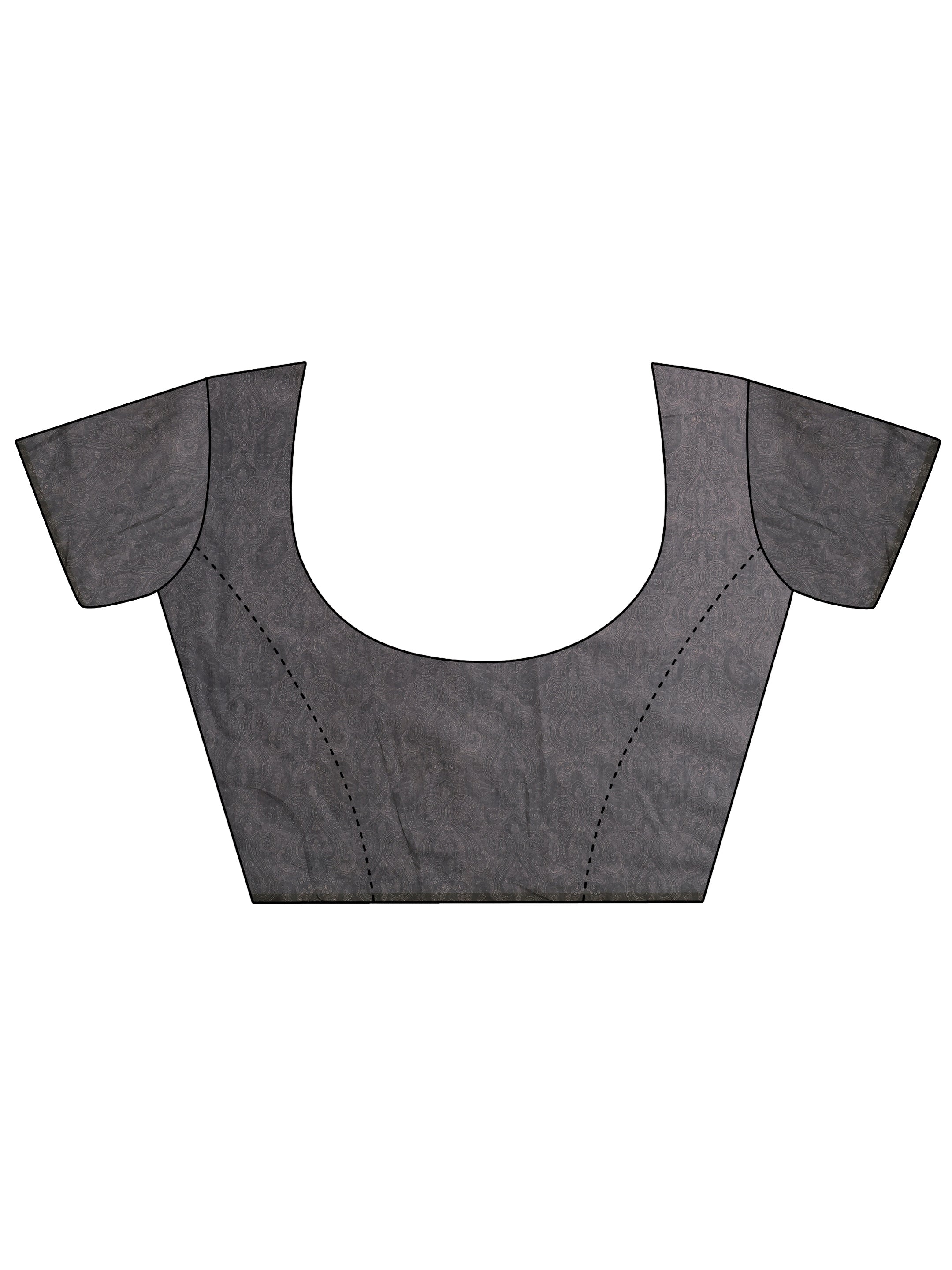 Grey Printed Silk Blend Saree With Unstitched Blouse Piece