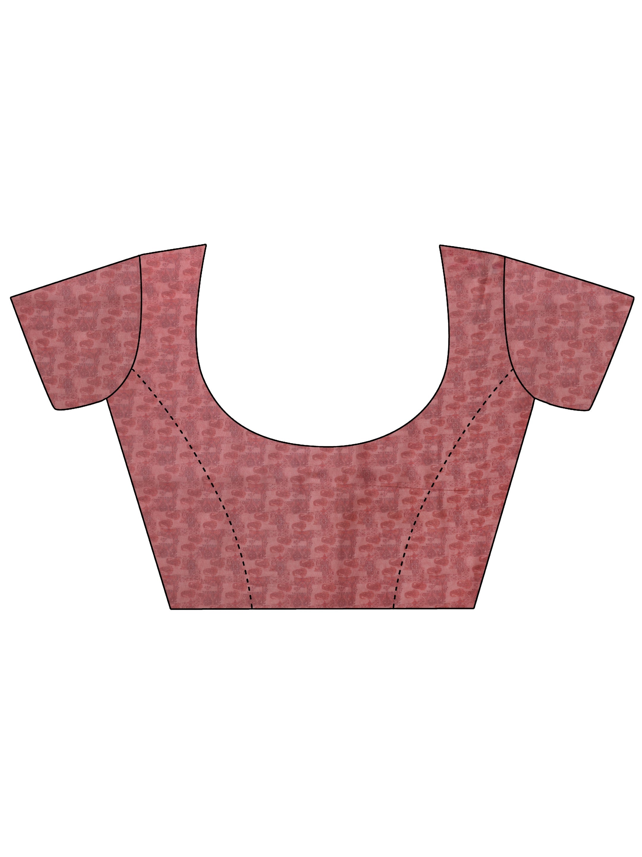 Pink Printed Silk Blend Saree With Unstitched Blouse Piece