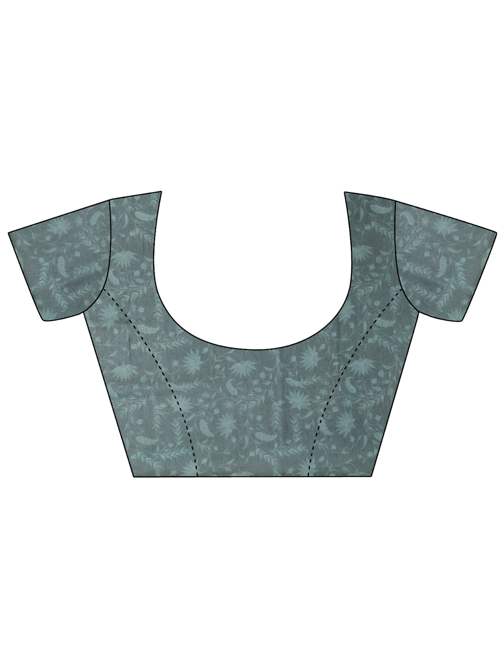 Blue Printed Silk Blend Saree With Unstitched Blouse Piece