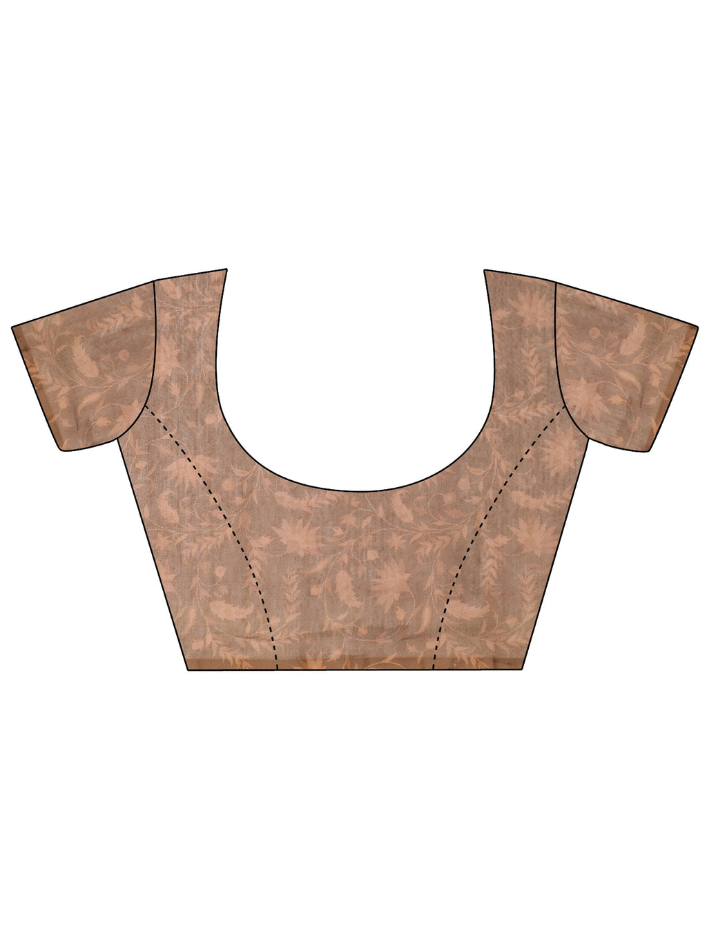 Brown Printed Silk Blend Saree With Unstitched Blouse Piece