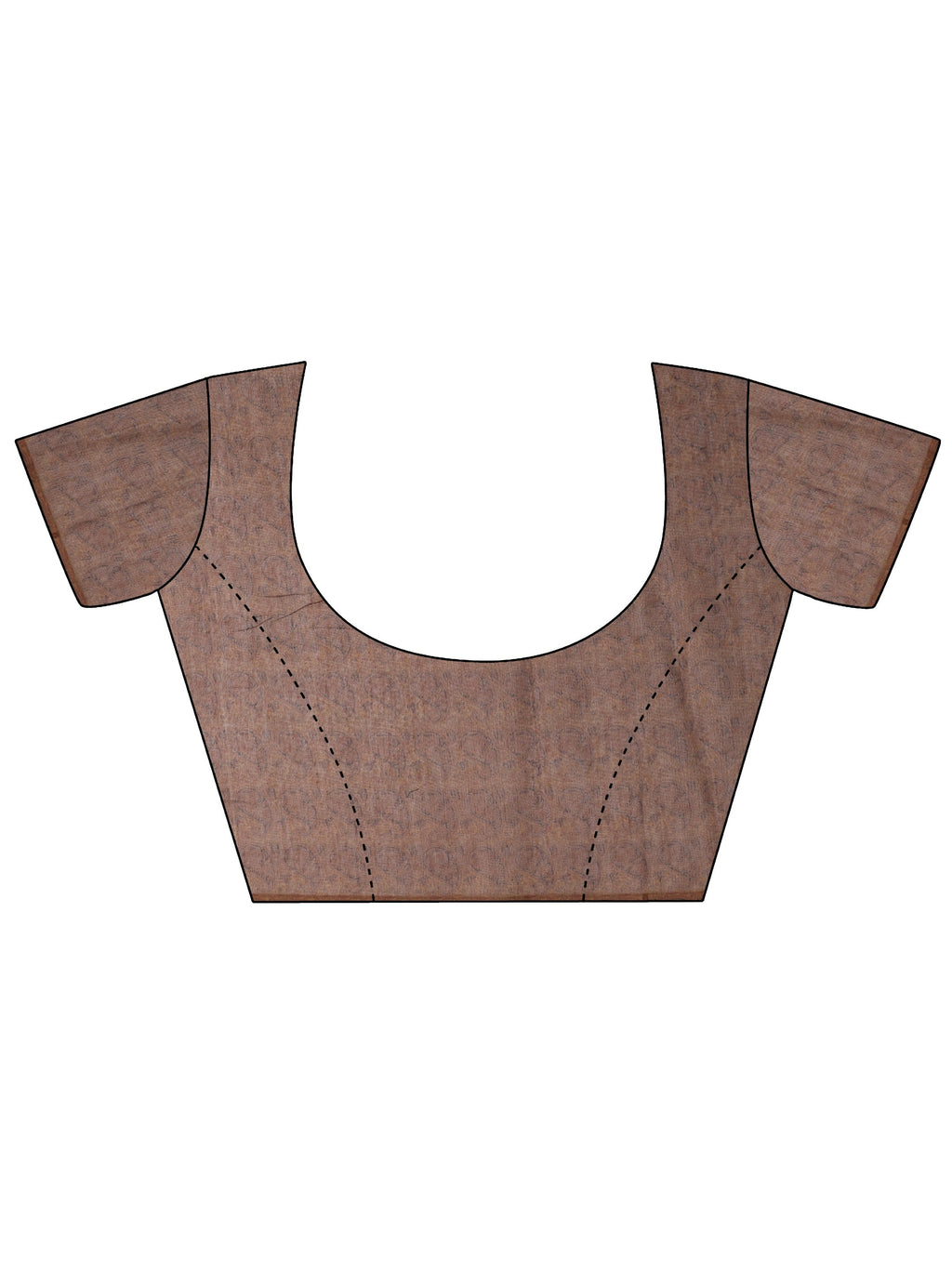 Brown Printed Silk Blend Saree With Unstitched Blouse Piece