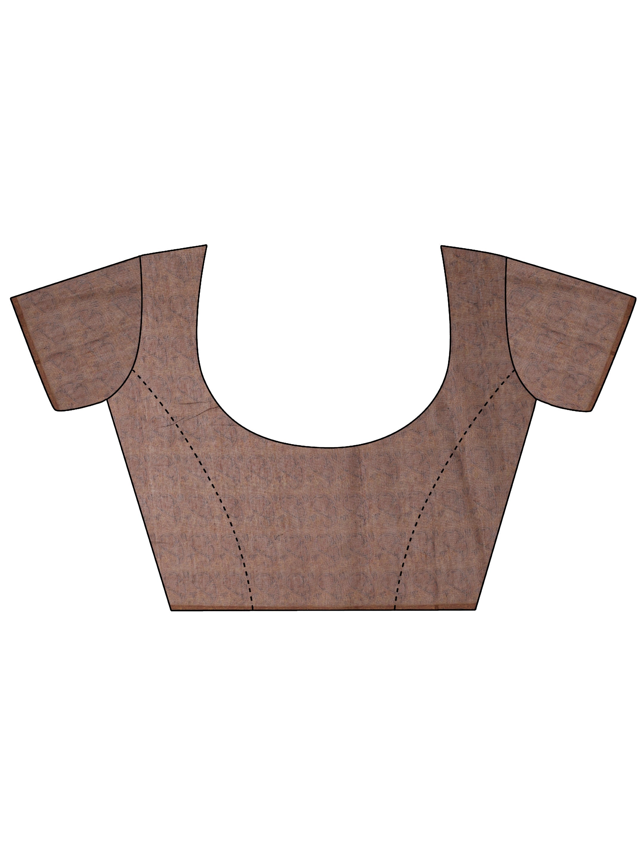 Brown Printed Silk Blend Saree With Unstitched Blouse Piece