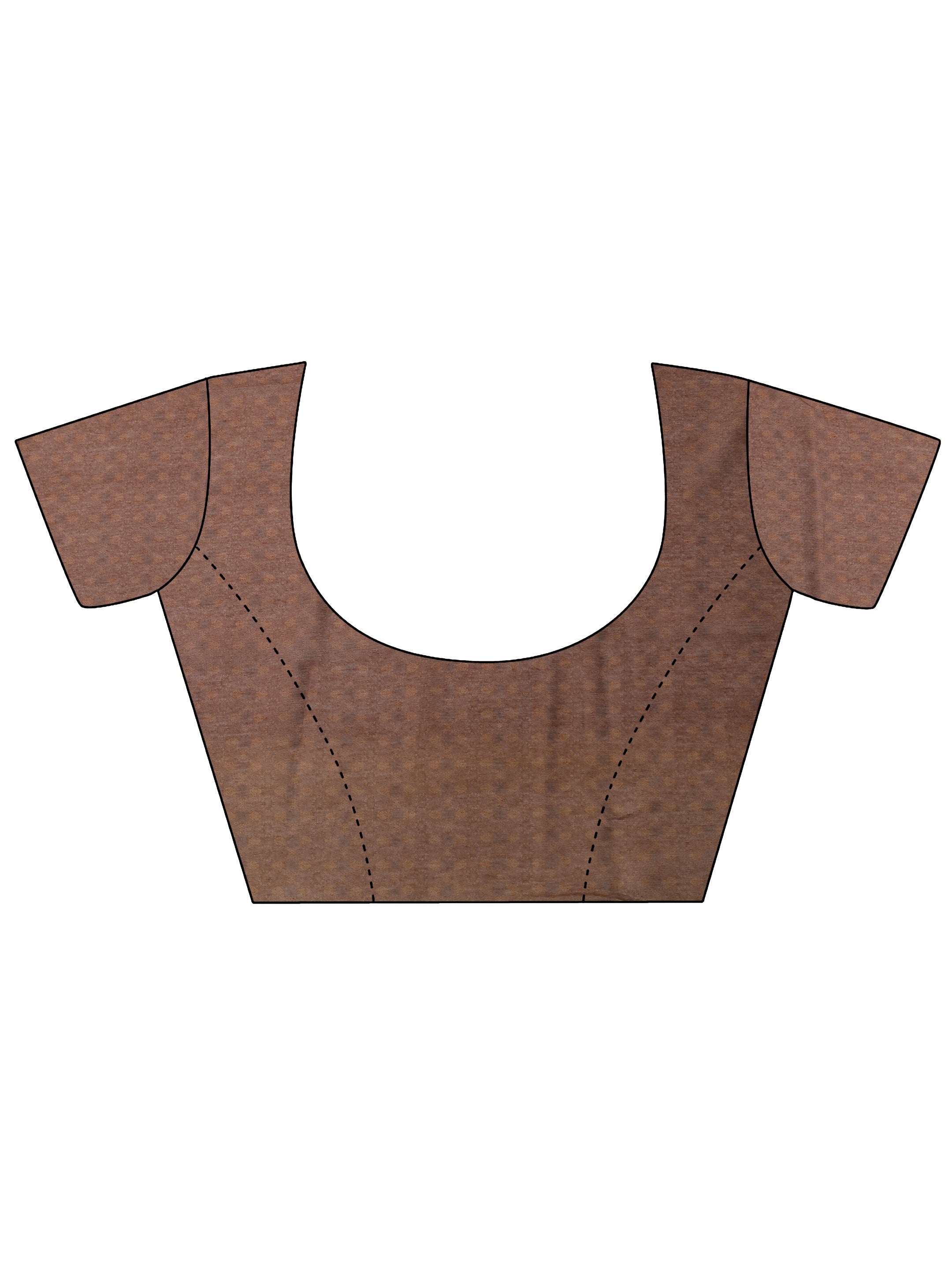 Brown Printed Silk Blend Saree With Unstitched Blouse Piece