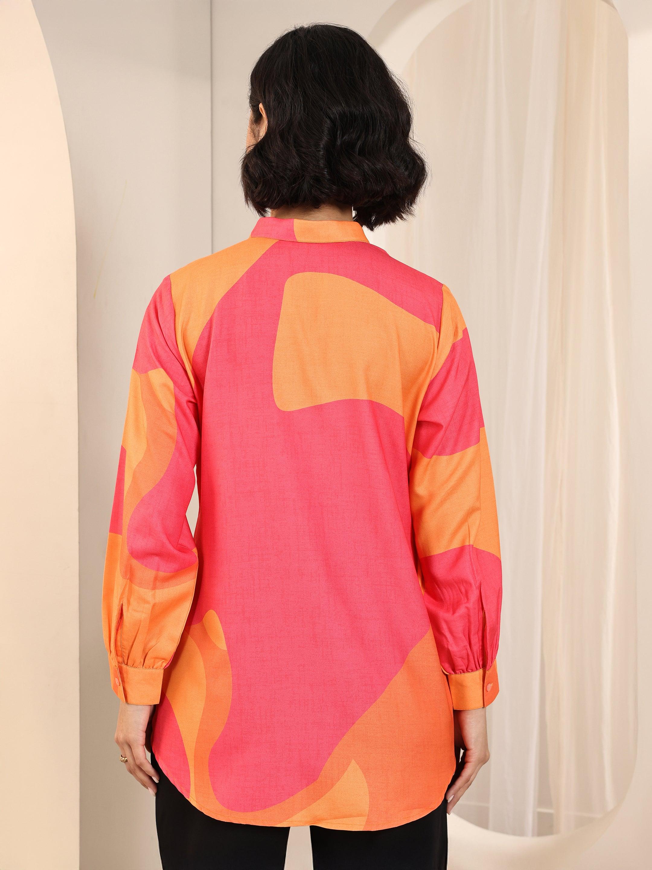 Multi Printed Rayon Straight Short Kurti