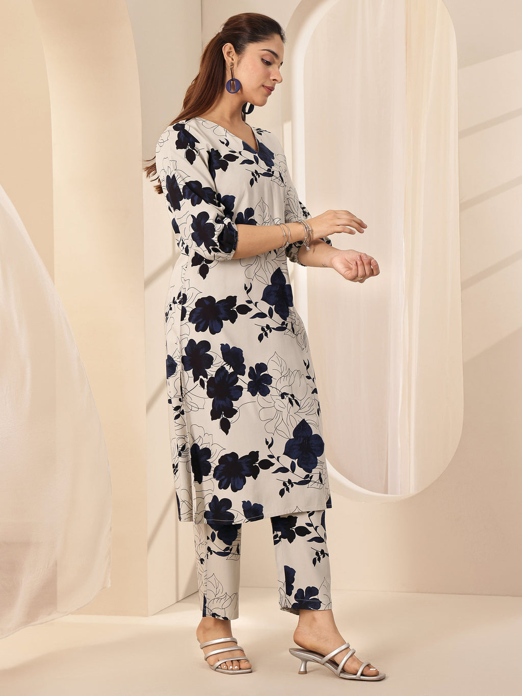 Grey Printed Rayon Co-Ord Sets