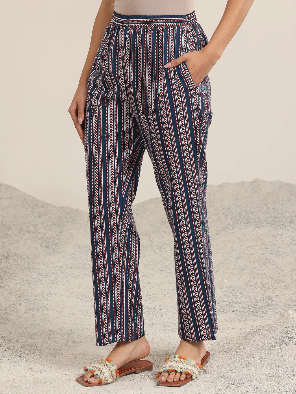 Blue Printed Cotton Straight Suit With Dupatta