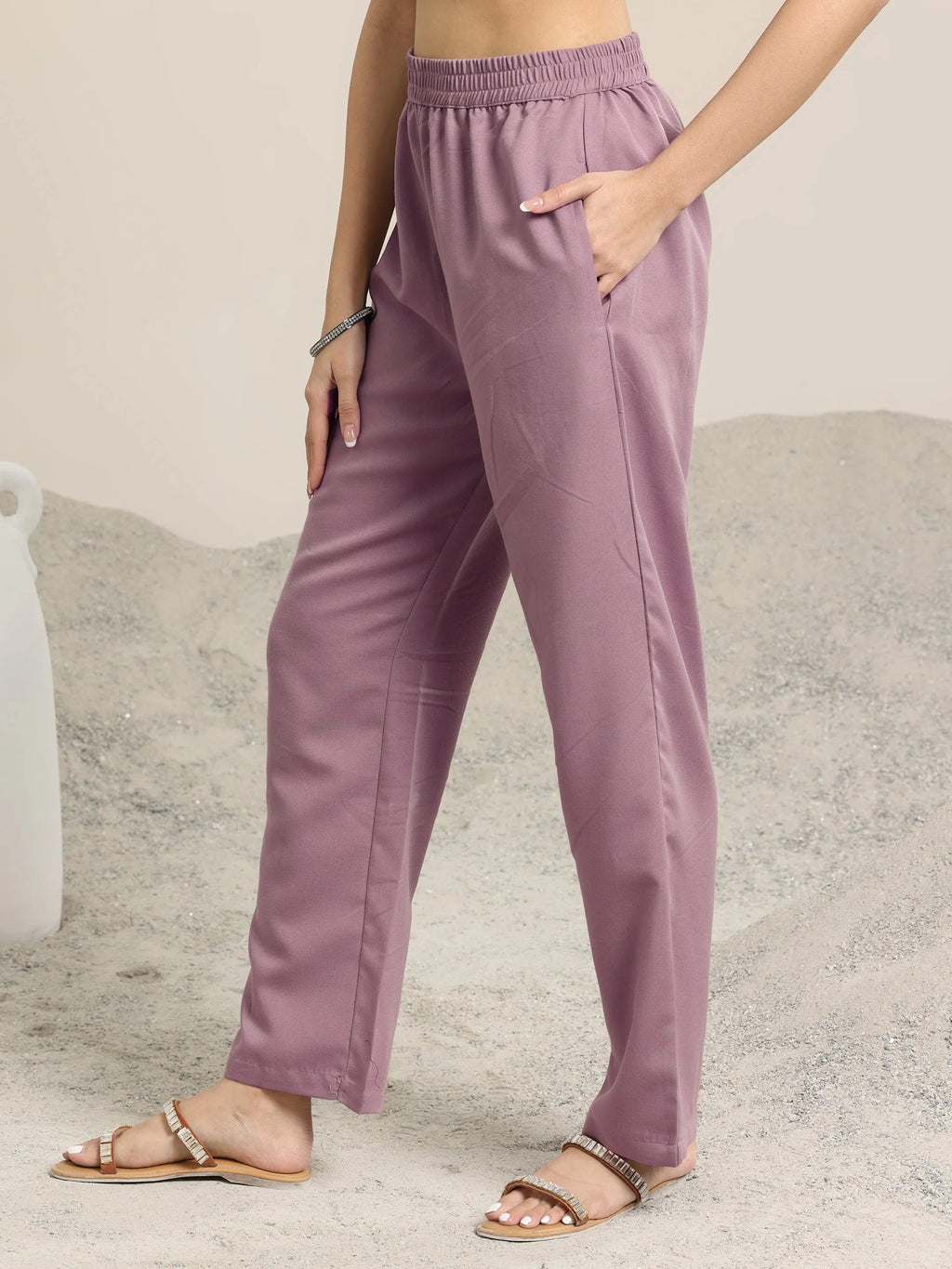 Mauve Woven Design Chanderi Silk Straight  Suits With Dupatta