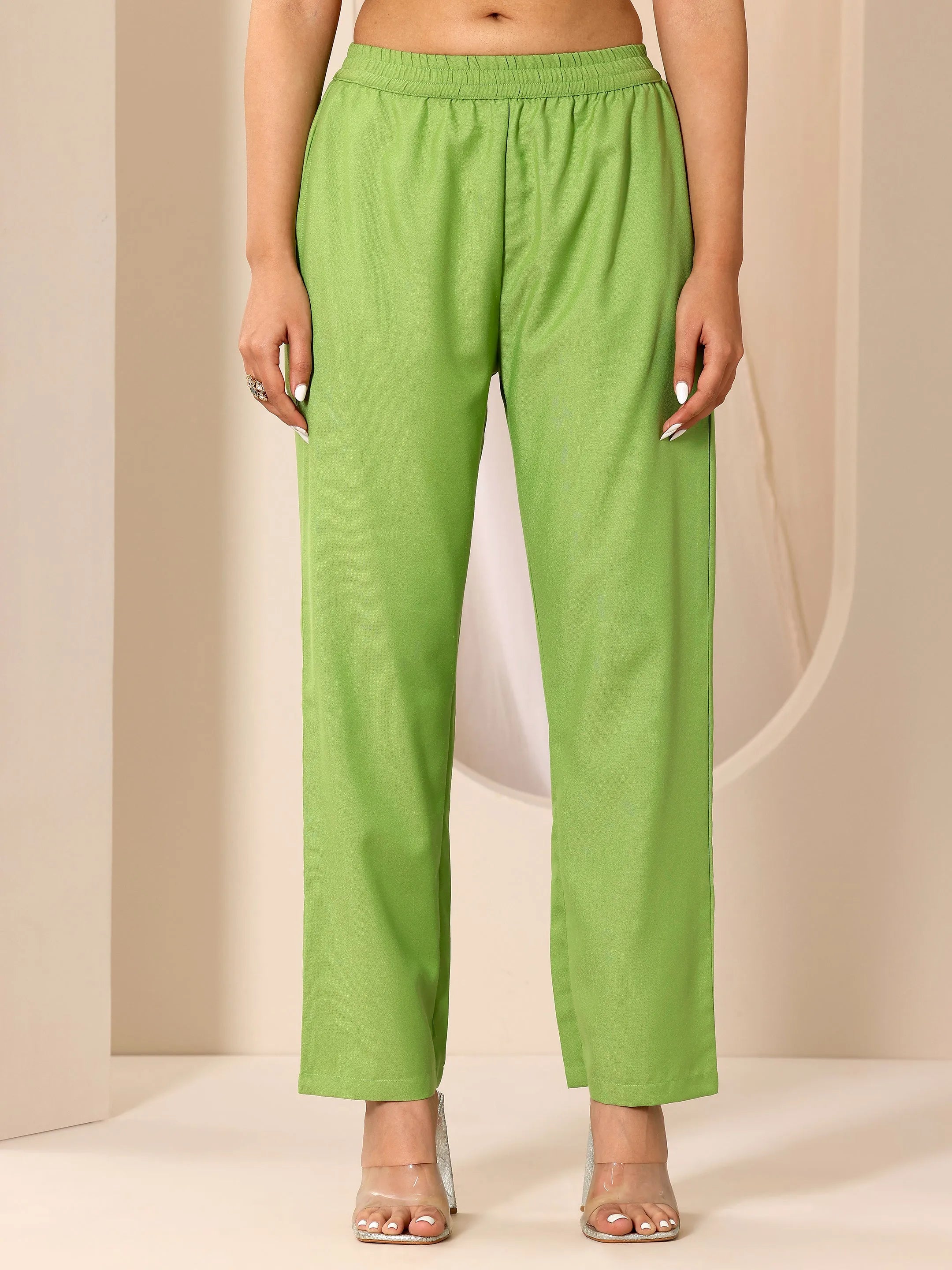 Green Woven Design Chanderi Silk Straight Suit Set With Dupatta